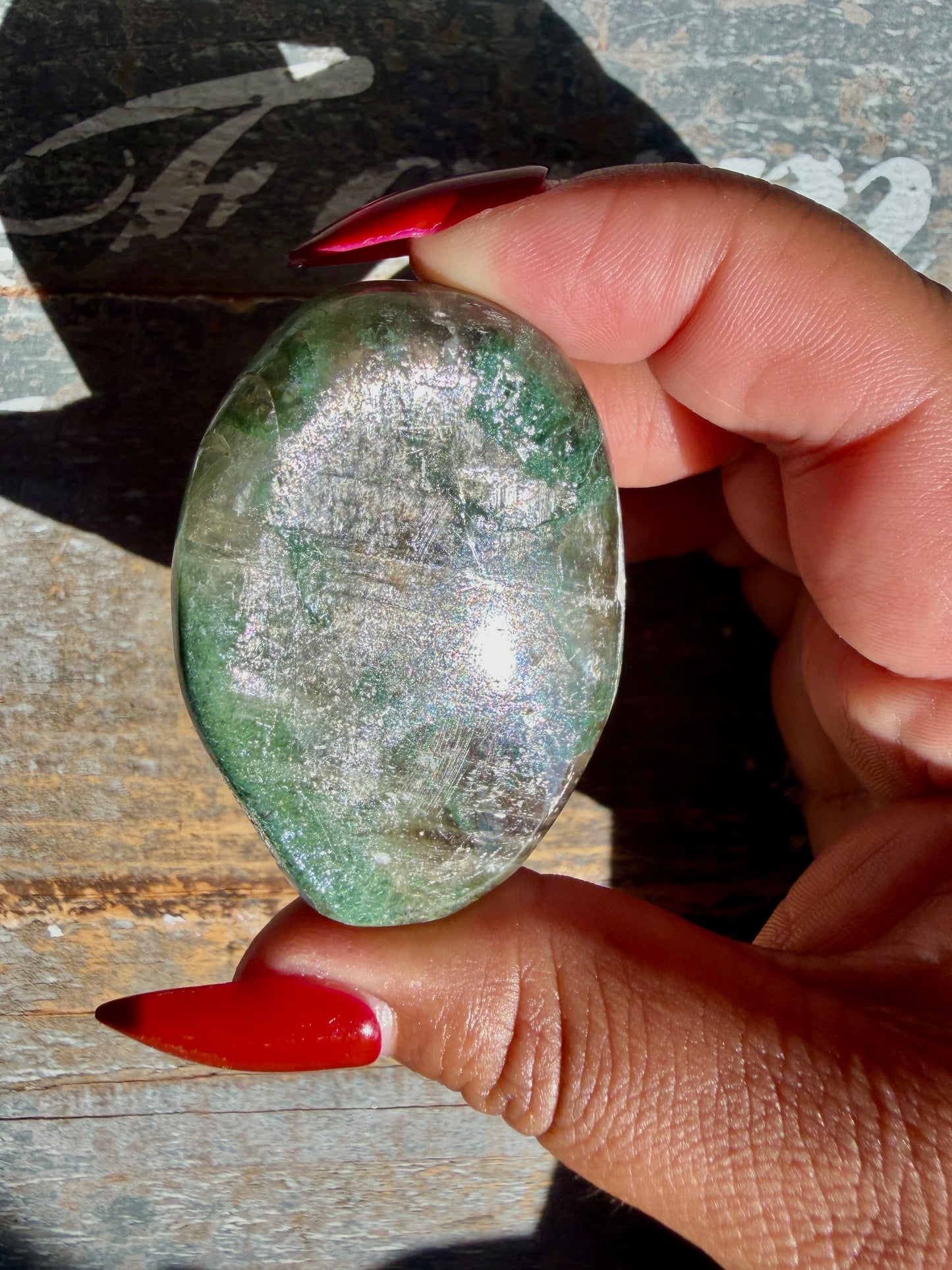 Gorgeous Optical Calcite + Moss Agate Combo Mineral Palm Stone | India | Opt 62