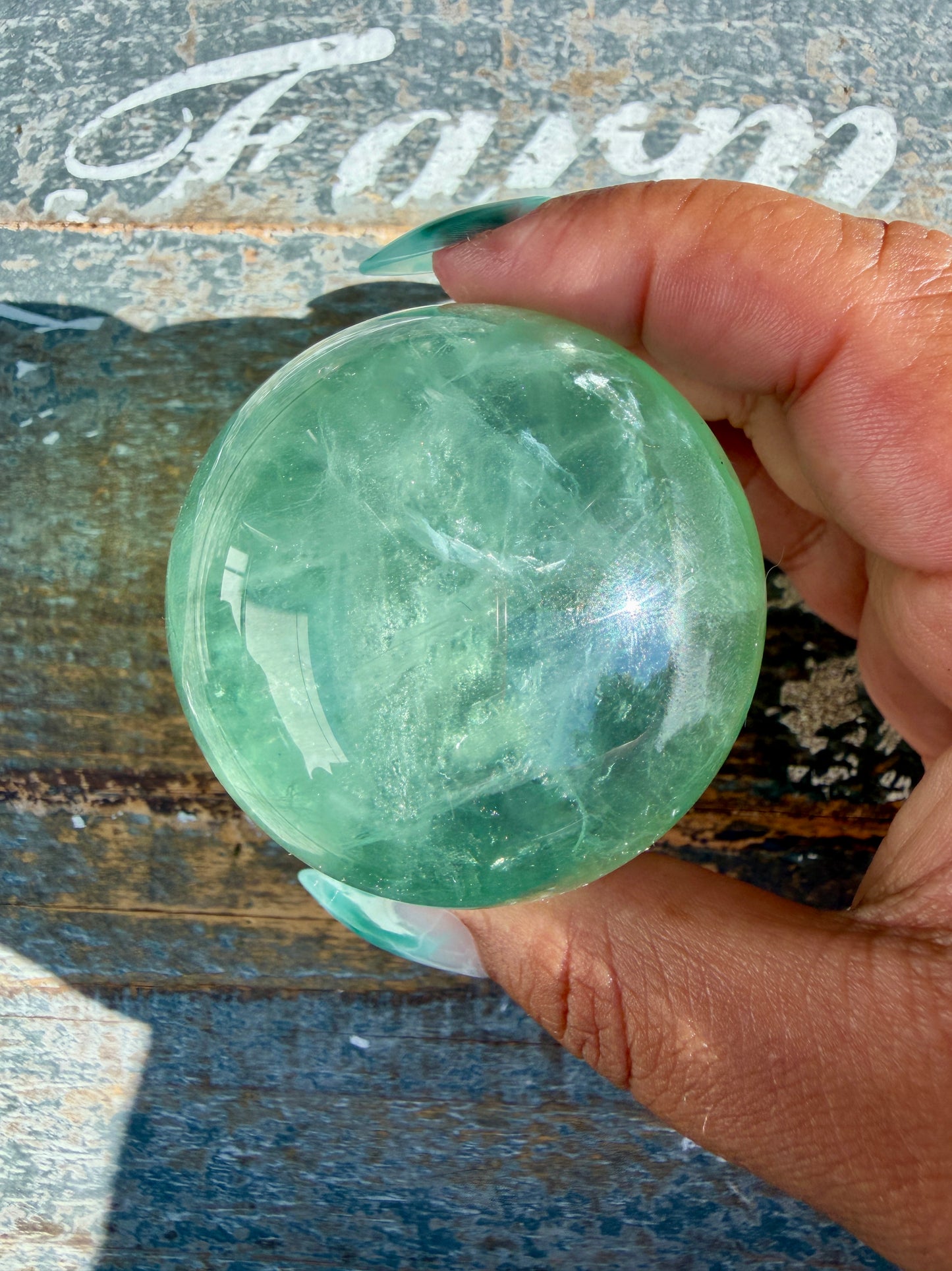 Gorgeous Stormy Water Fluorite Sphere | Opt 33