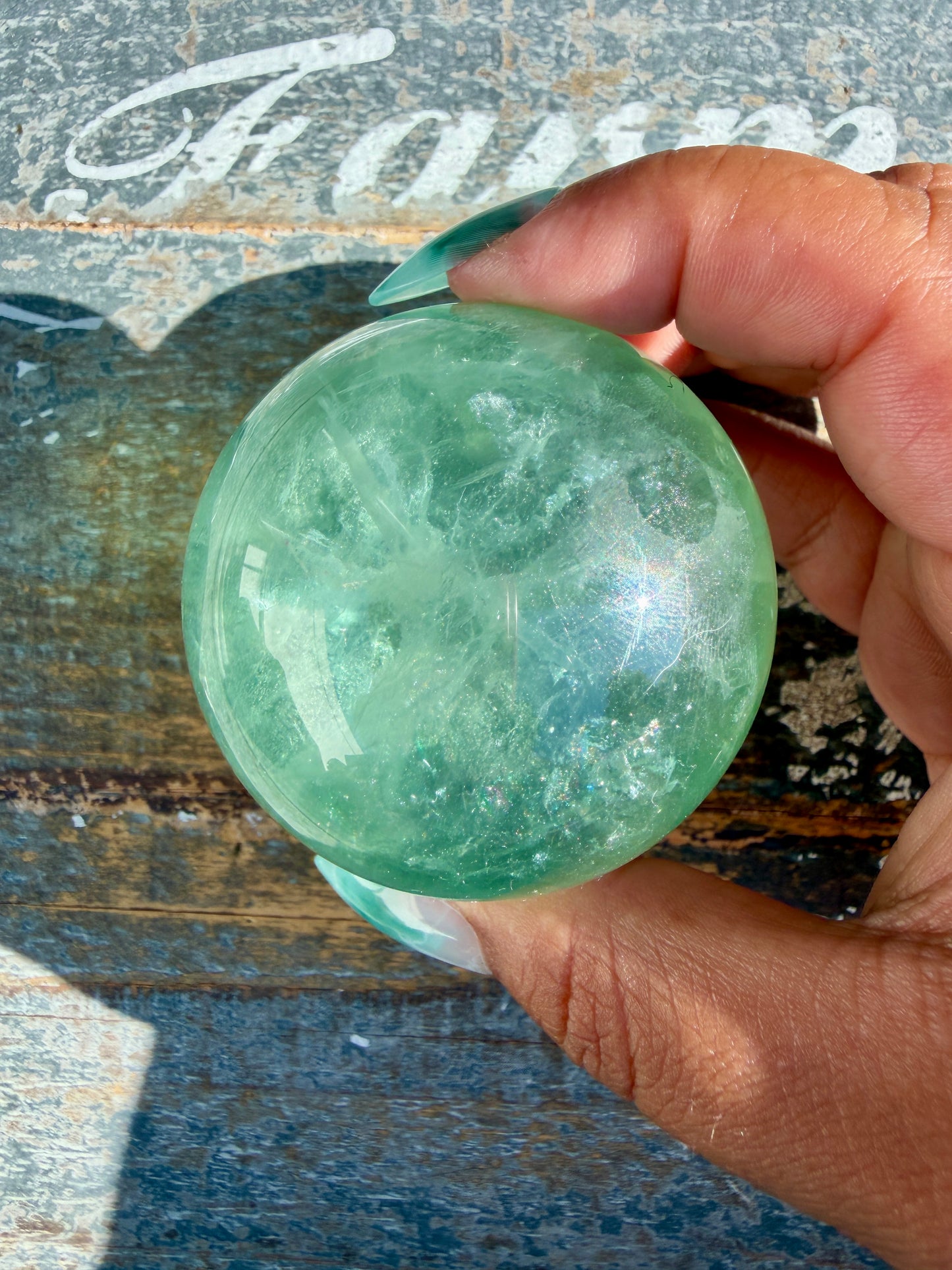 Gorgeous Stormy Water Fluorite Sphere | Opt 33