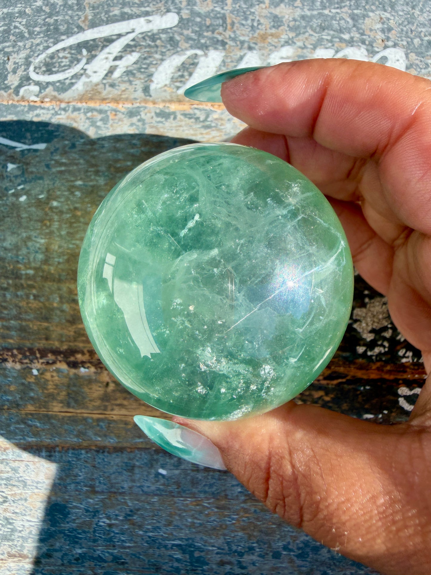 Gorgeous Stormy Water Fluorite Sphere | Opt 33