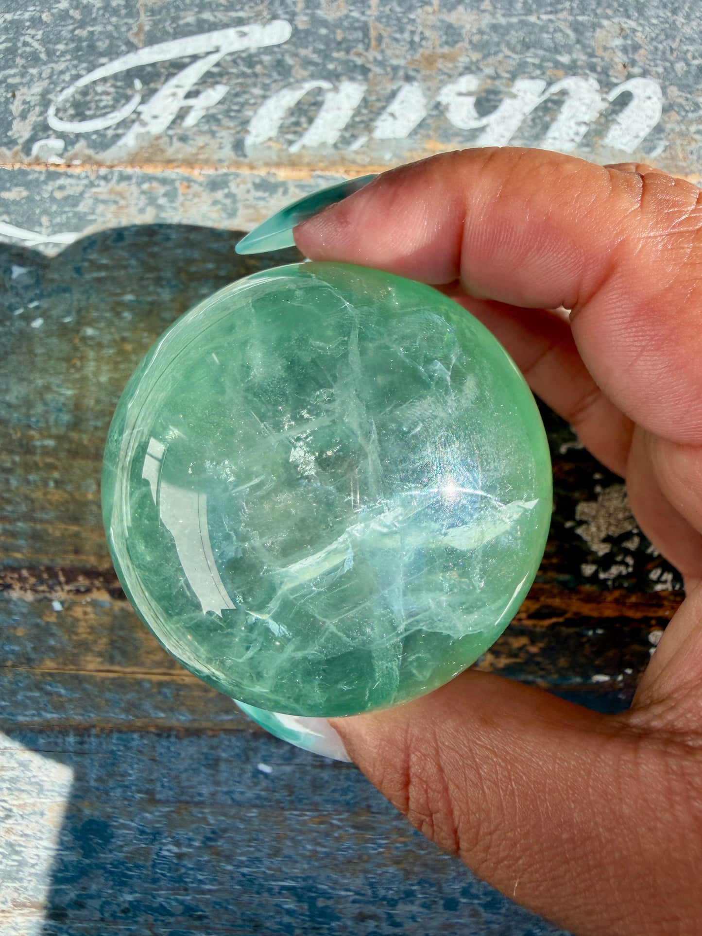 Gorgeous Stormy Water Fluorite Sphere | Opt 33