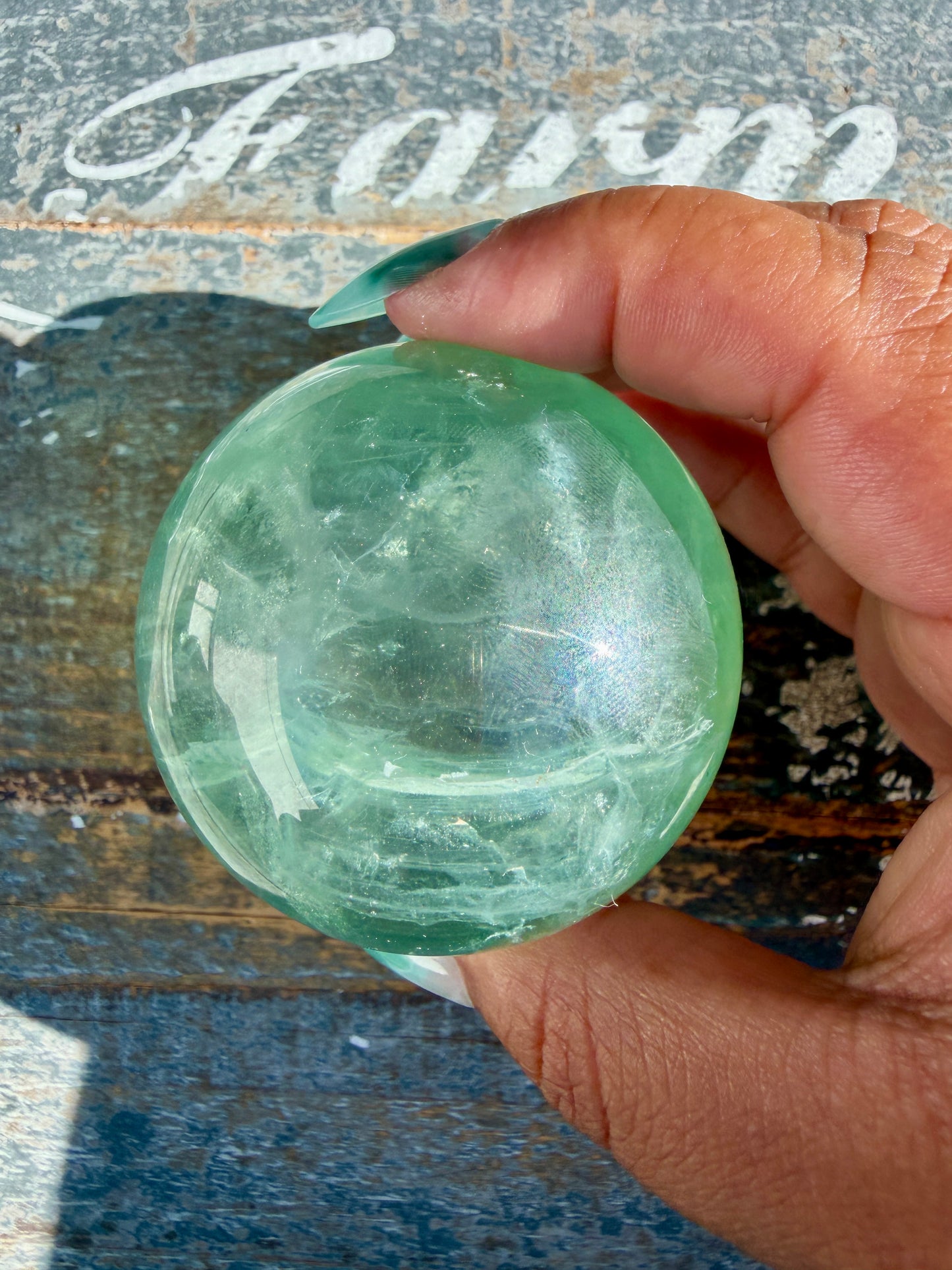 Gorgeous Stormy Water Fluorite Sphere | Opt 33