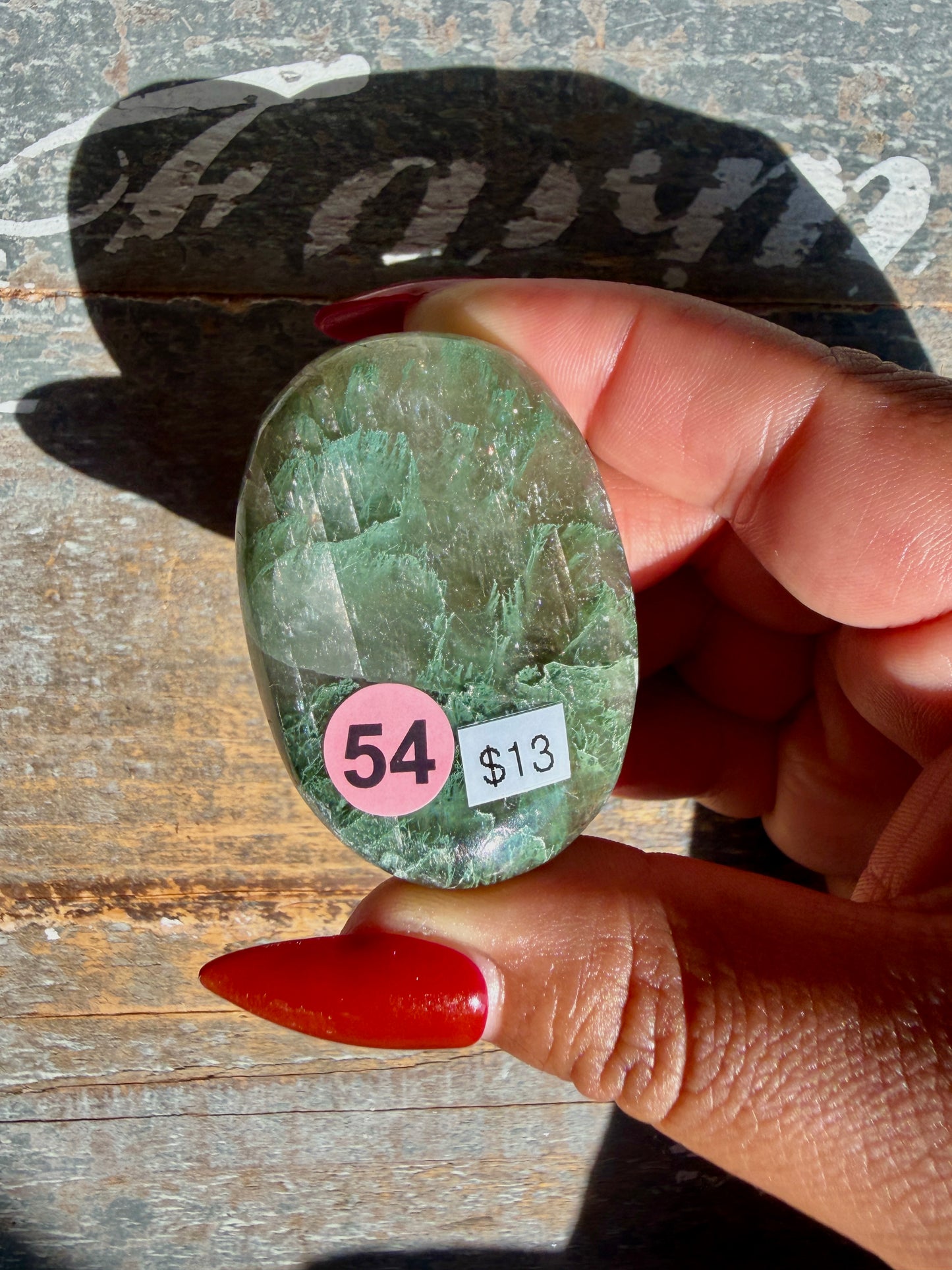 Gorgeous Optical Calcite + Moss Agate Combo Mineral Palm Stone | India | Opt 54