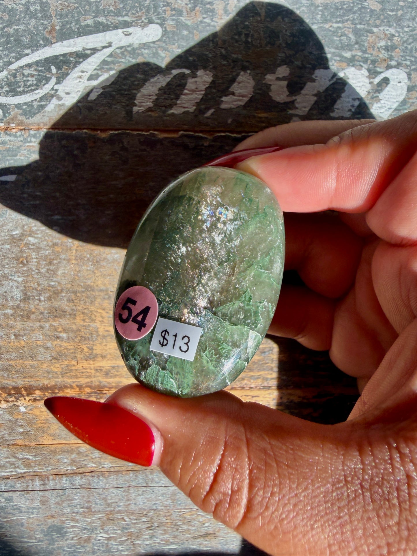 Gorgeous Optical Calcite + Moss Agate Combo Mineral Palm Stone | India | Opt 54