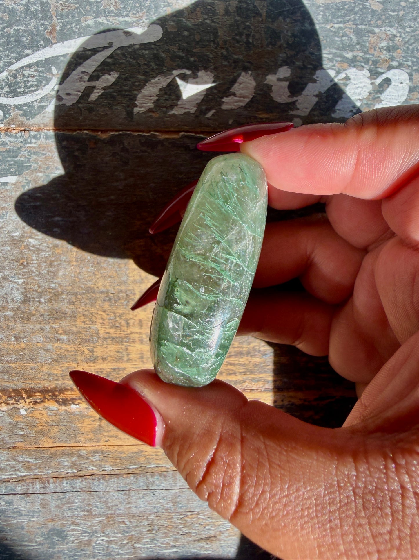Gorgeous Optical Calcite + Moss Agate Combo Mineral Palm Stone | India | Opt 54