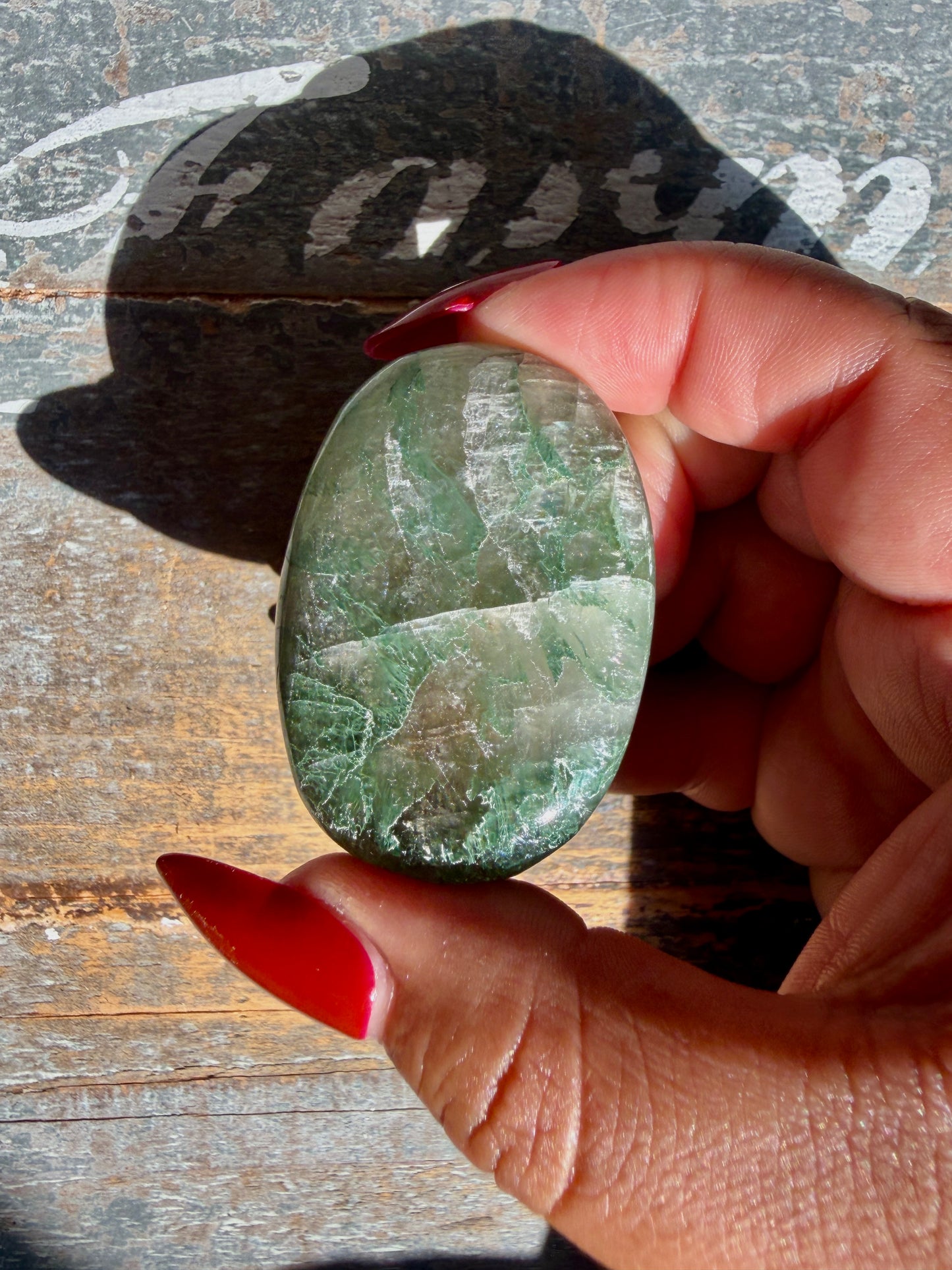 Gorgeous Optical Calcite + Moss Agate Combo Mineral Palm Stone | India | Opt 54