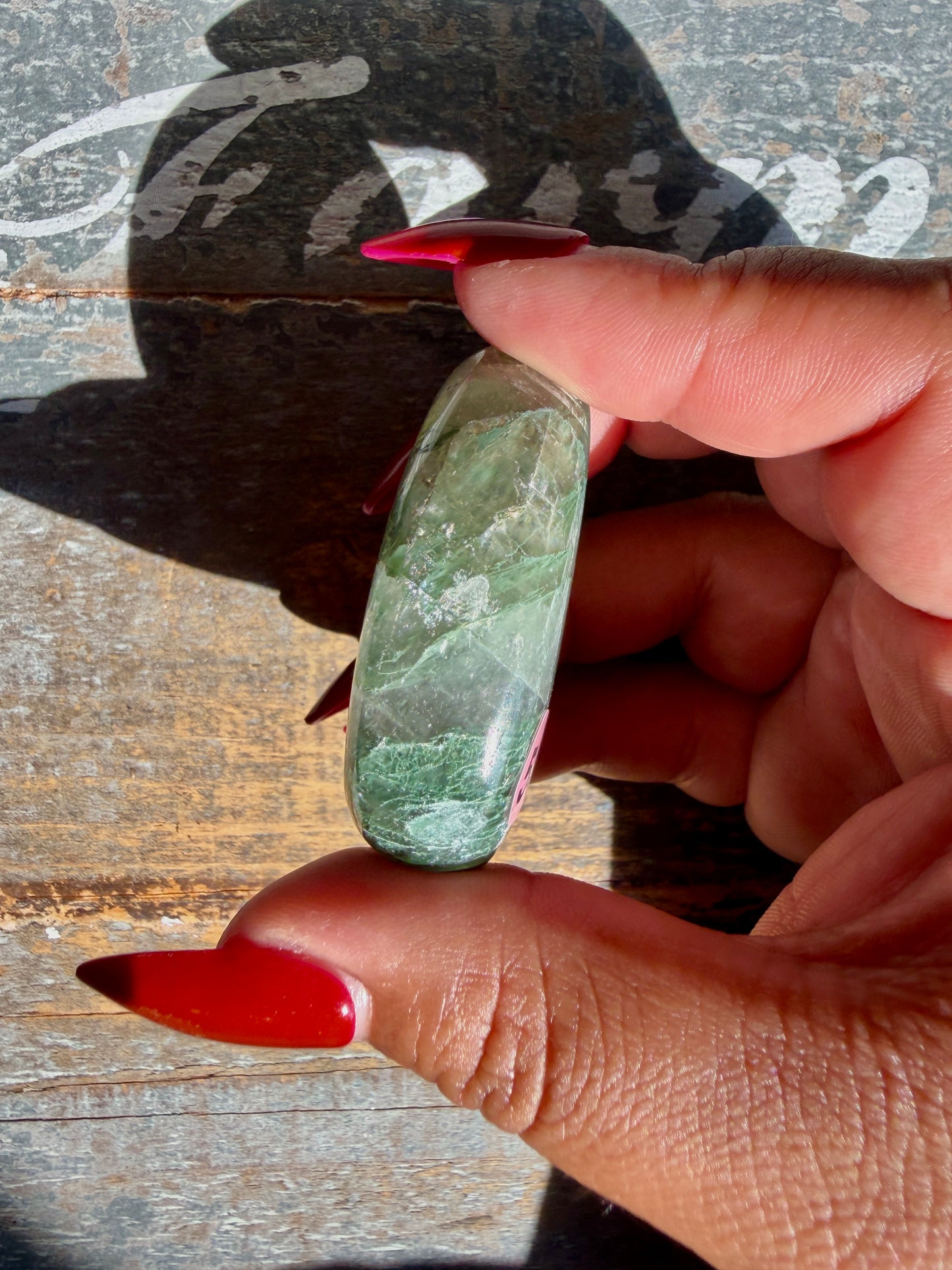 Gorgeous Optical Calcite + Moss Agate Combo Mineral Palm Stone | India | Opt 54