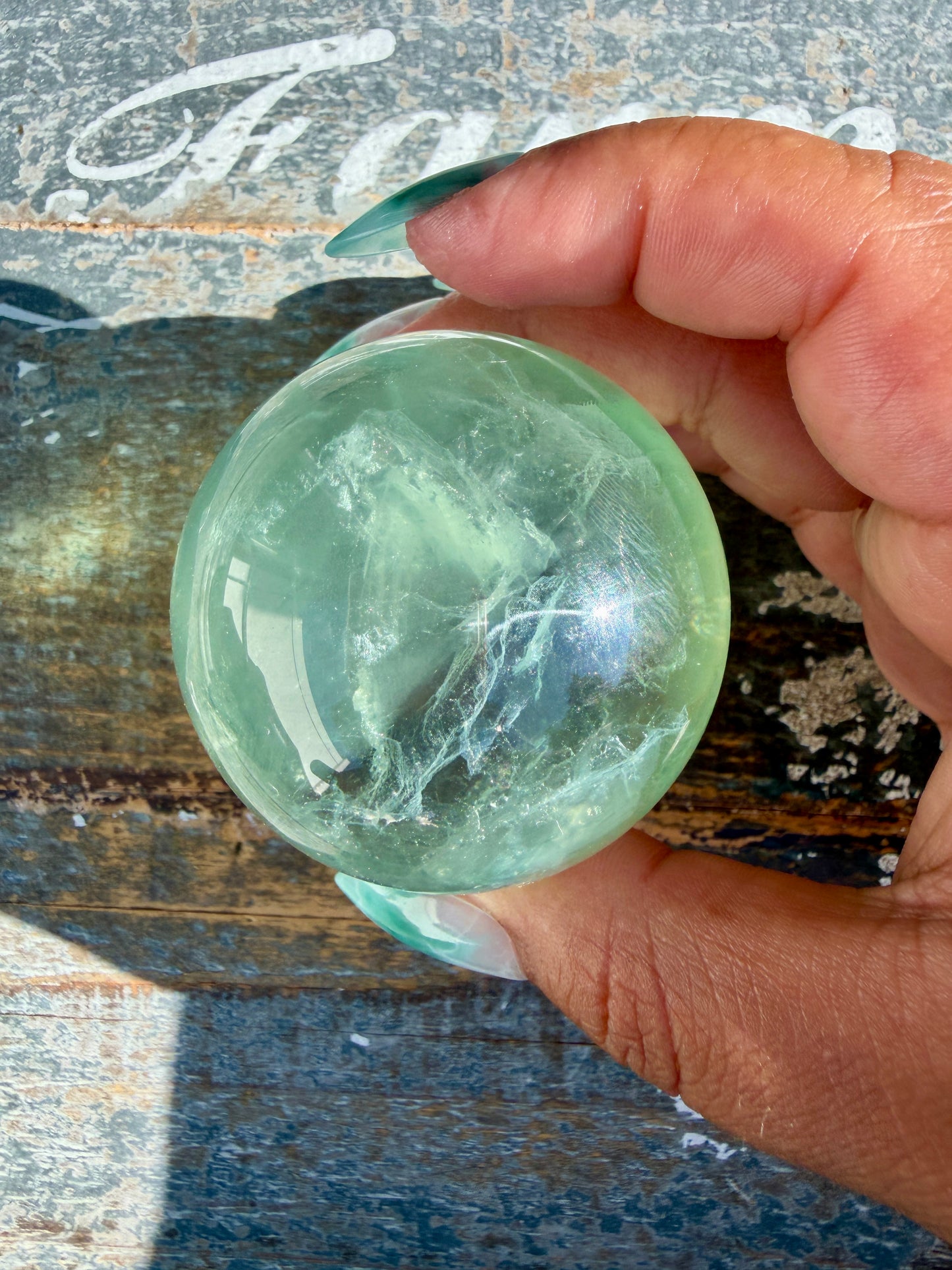 Gorgeous Stormy Water Fluorite Sphere | Opt 34