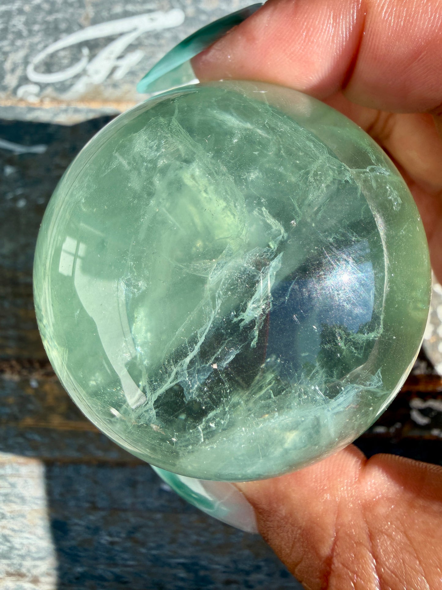 Gorgeous Stormy Water Fluorite Sphere | Opt 34