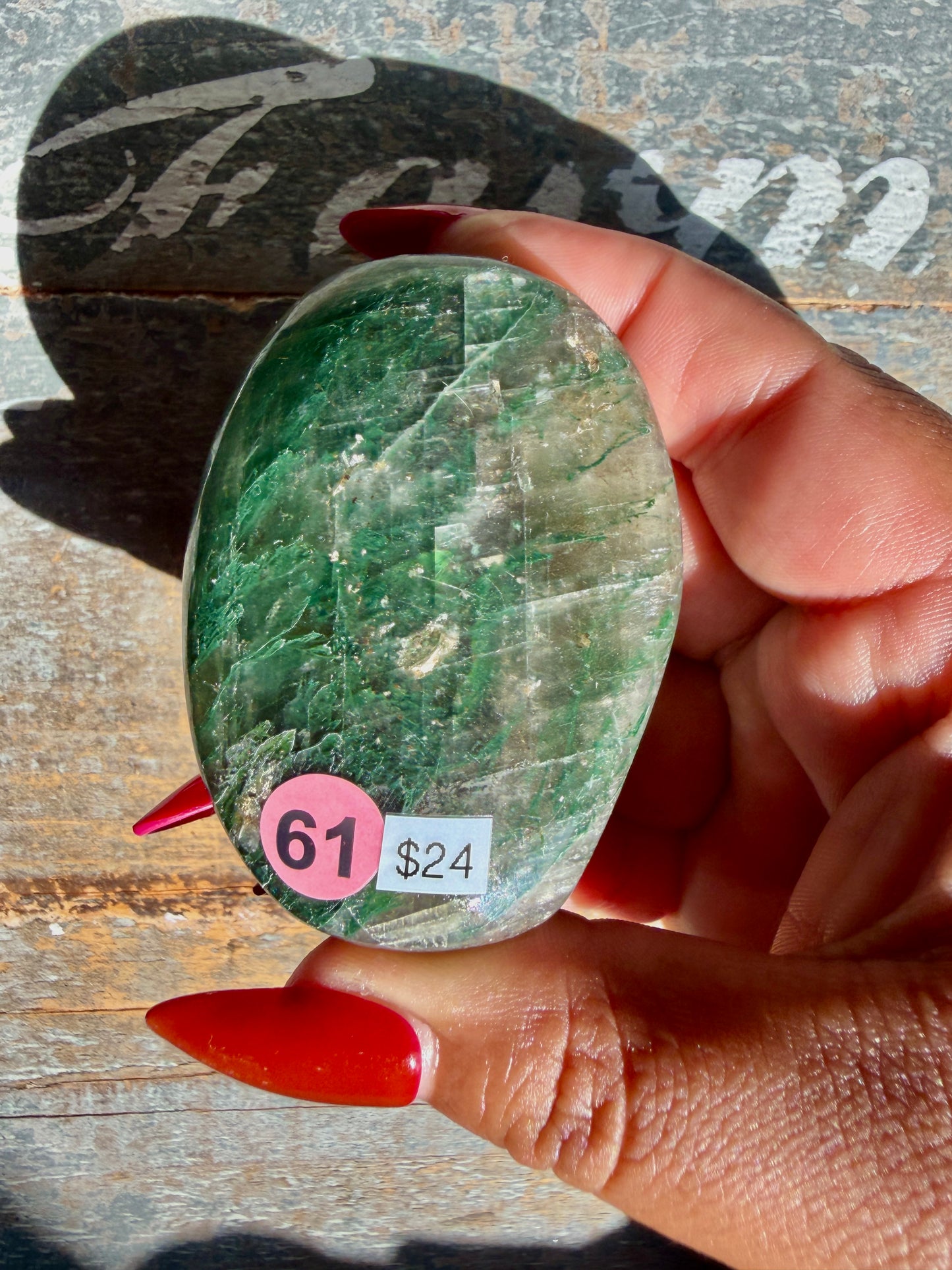Gorgeous Optical Calcite + Moss Agate Combo Mineral Palm Stone | India | Opt 61