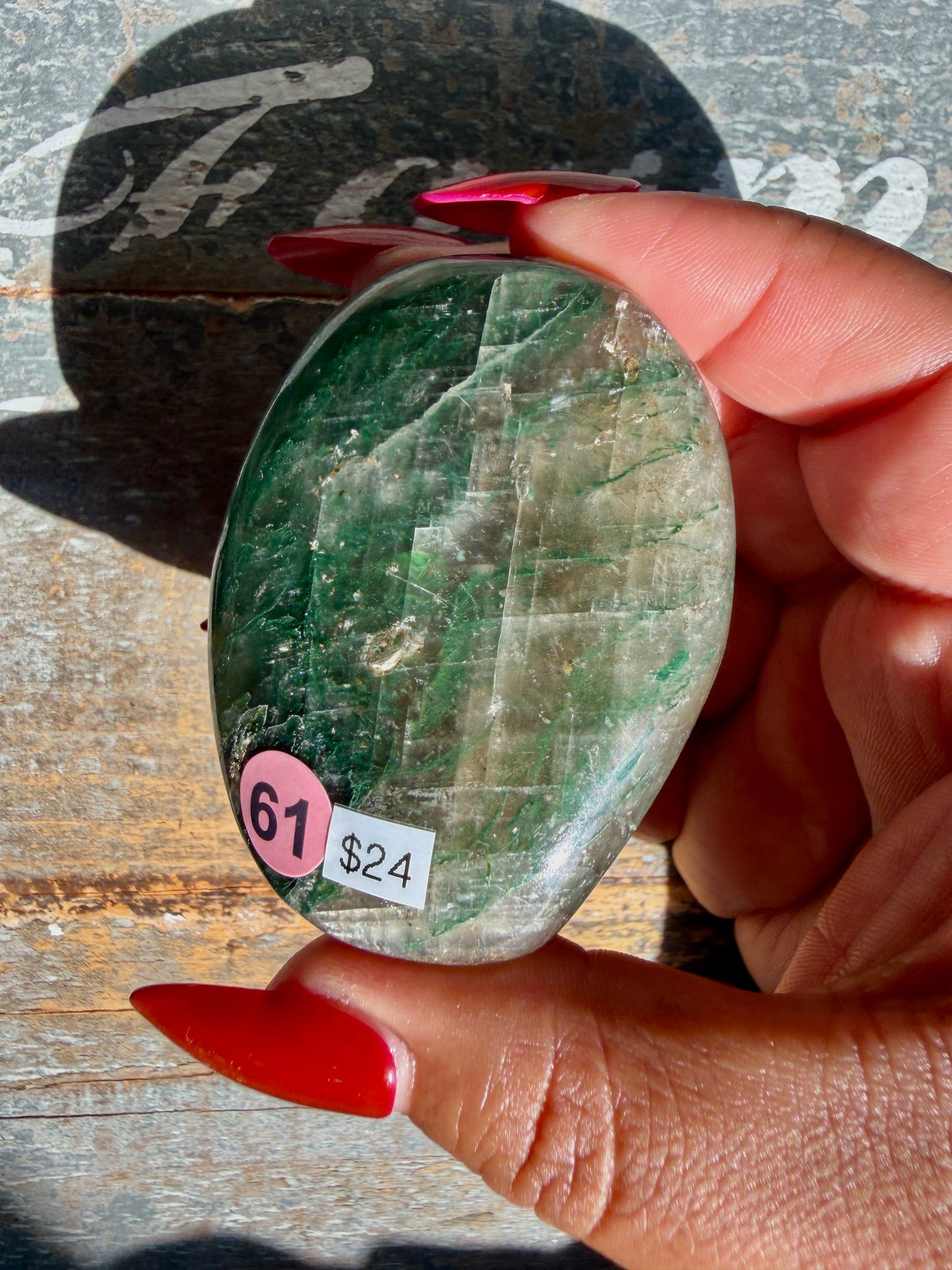 Gorgeous Optical Calcite + Moss Agate Combo Mineral Palm Stone | India | Opt 61