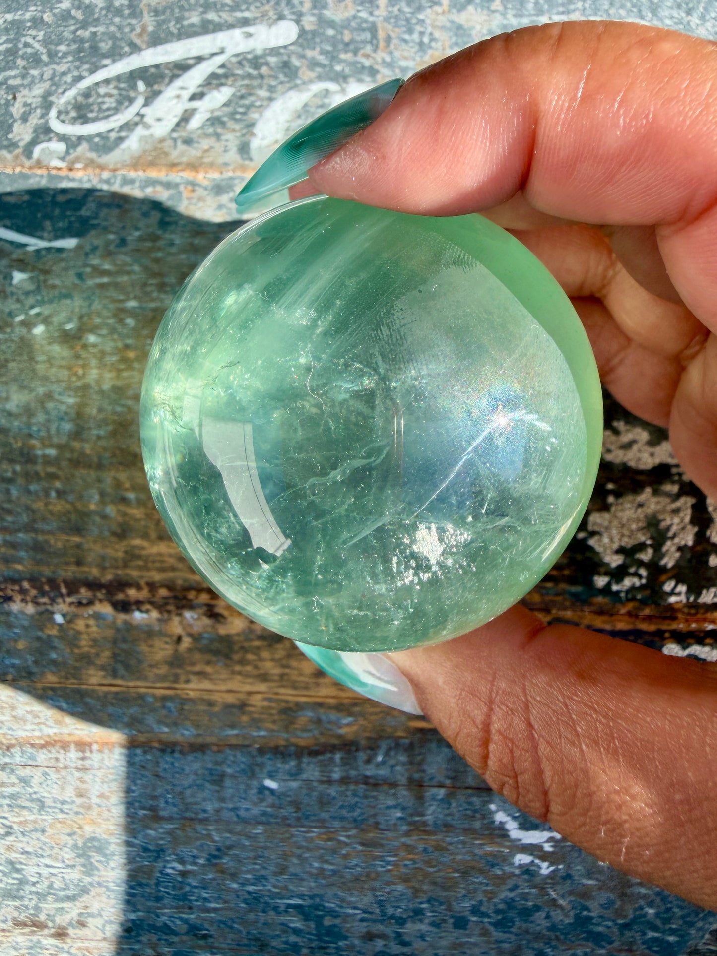 Gorgeous Stormy Water Fluorite Sphere | Opt 34