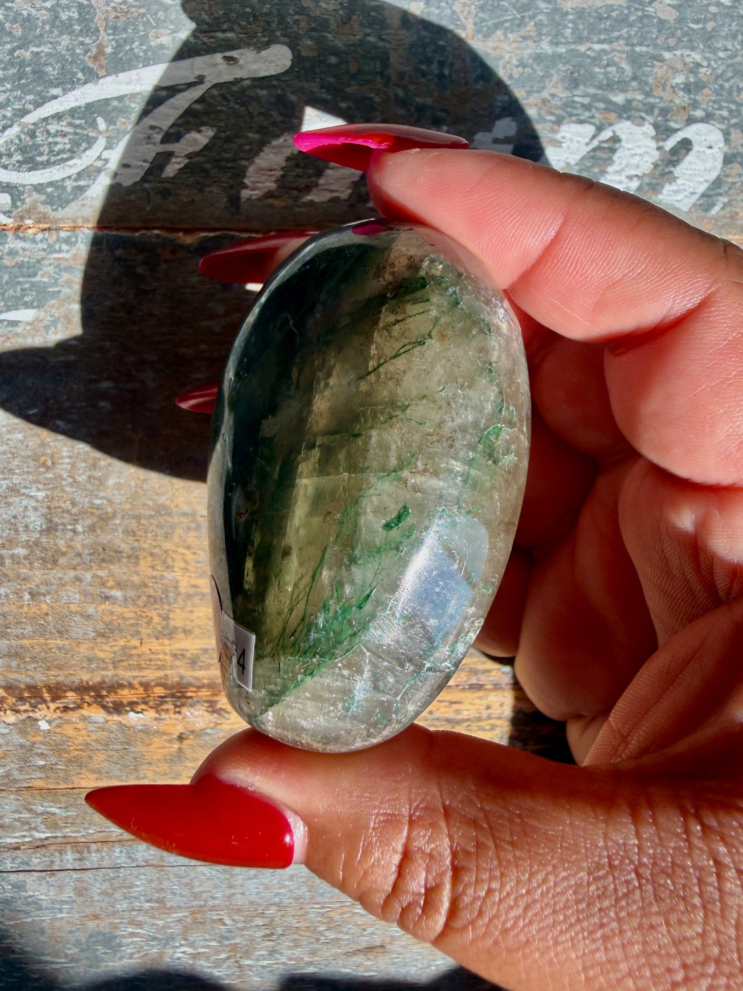 Gorgeous Optical Calcite + Moss Agate Combo Mineral Palm Stone | India | Opt 61