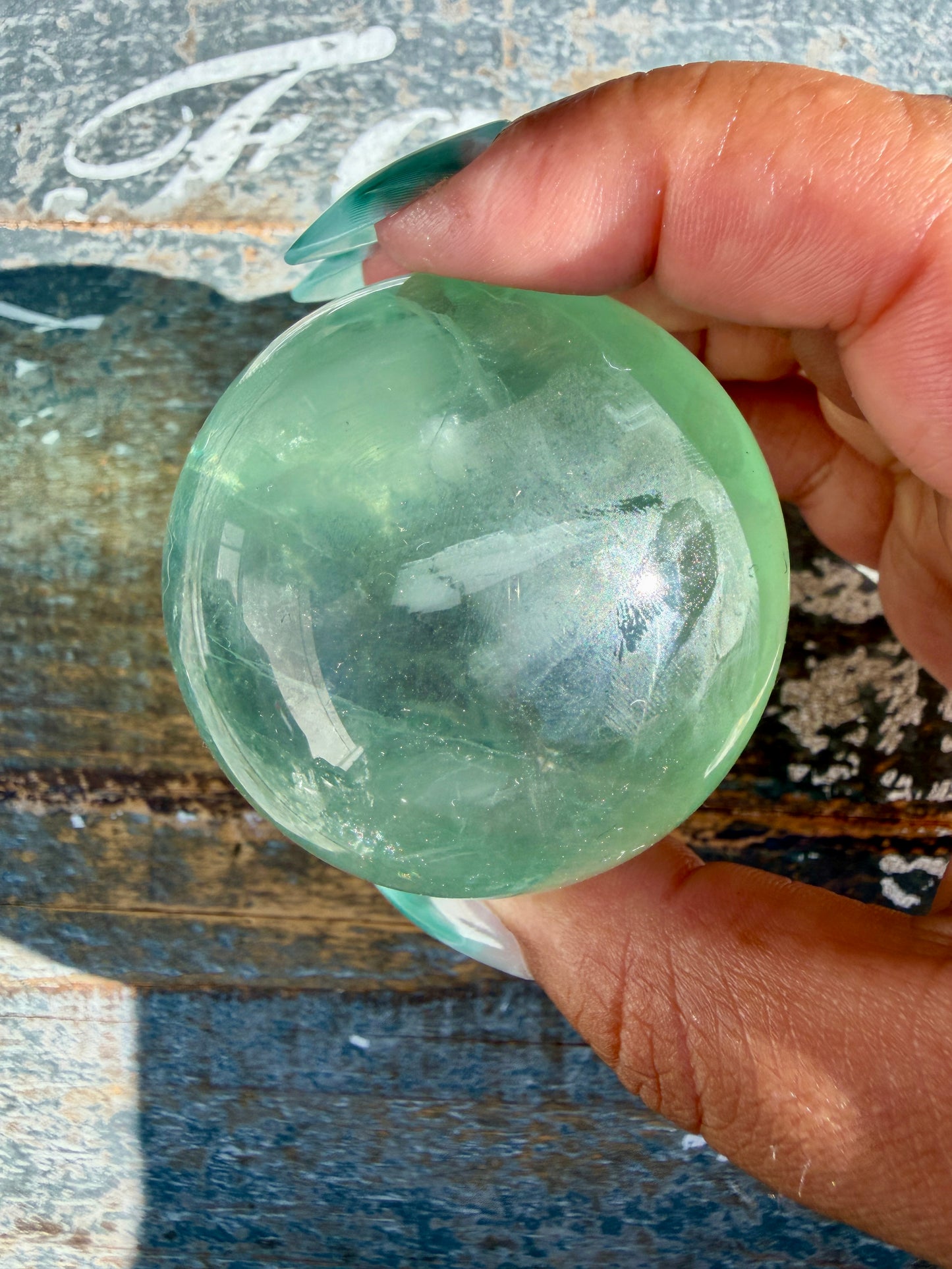 Gorgeous Stormy Water Fluorite Sphere | Opt 34