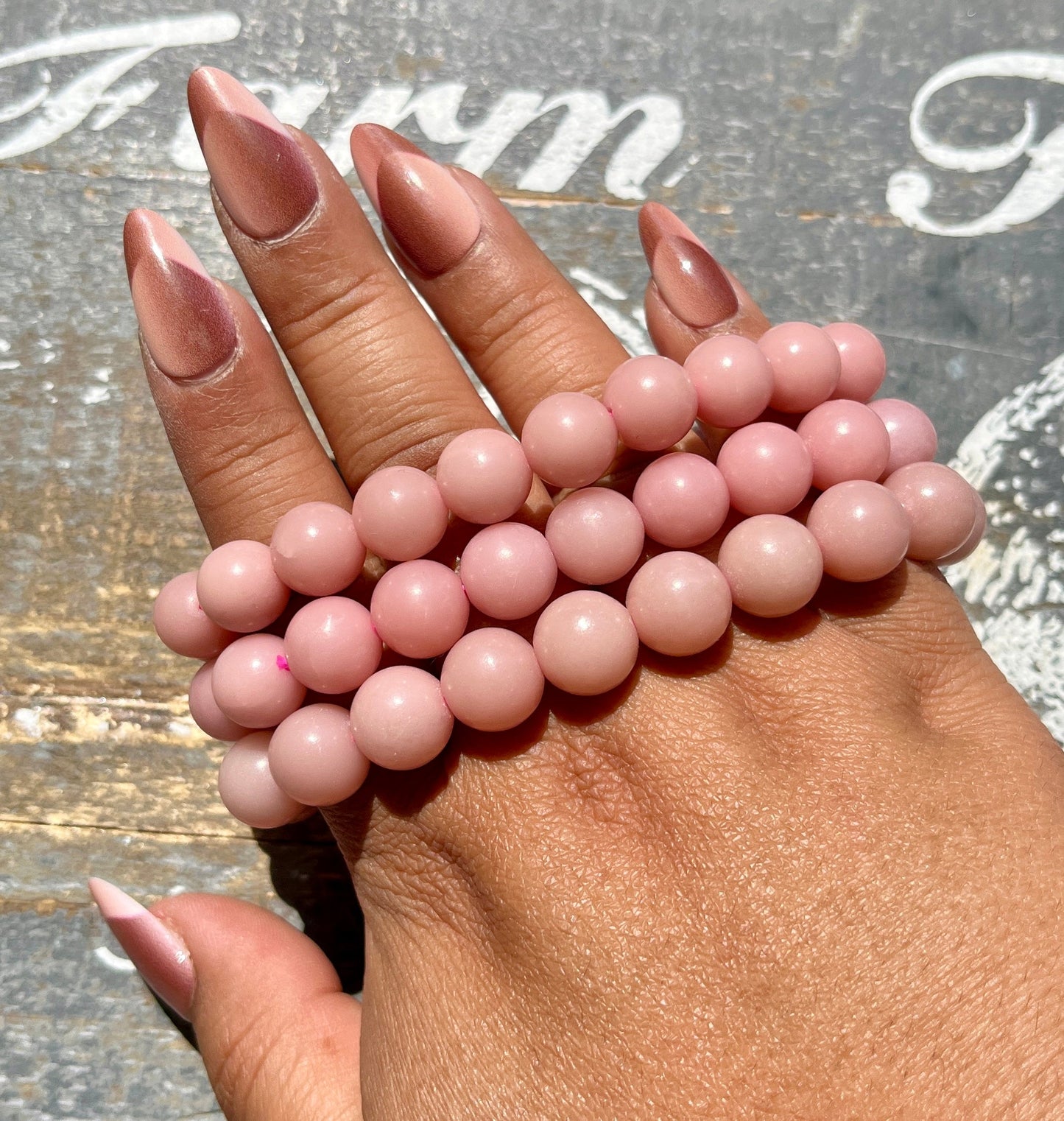 One (1) Gorgeous High Grade Matte Pink Opal Bracelet 10mm