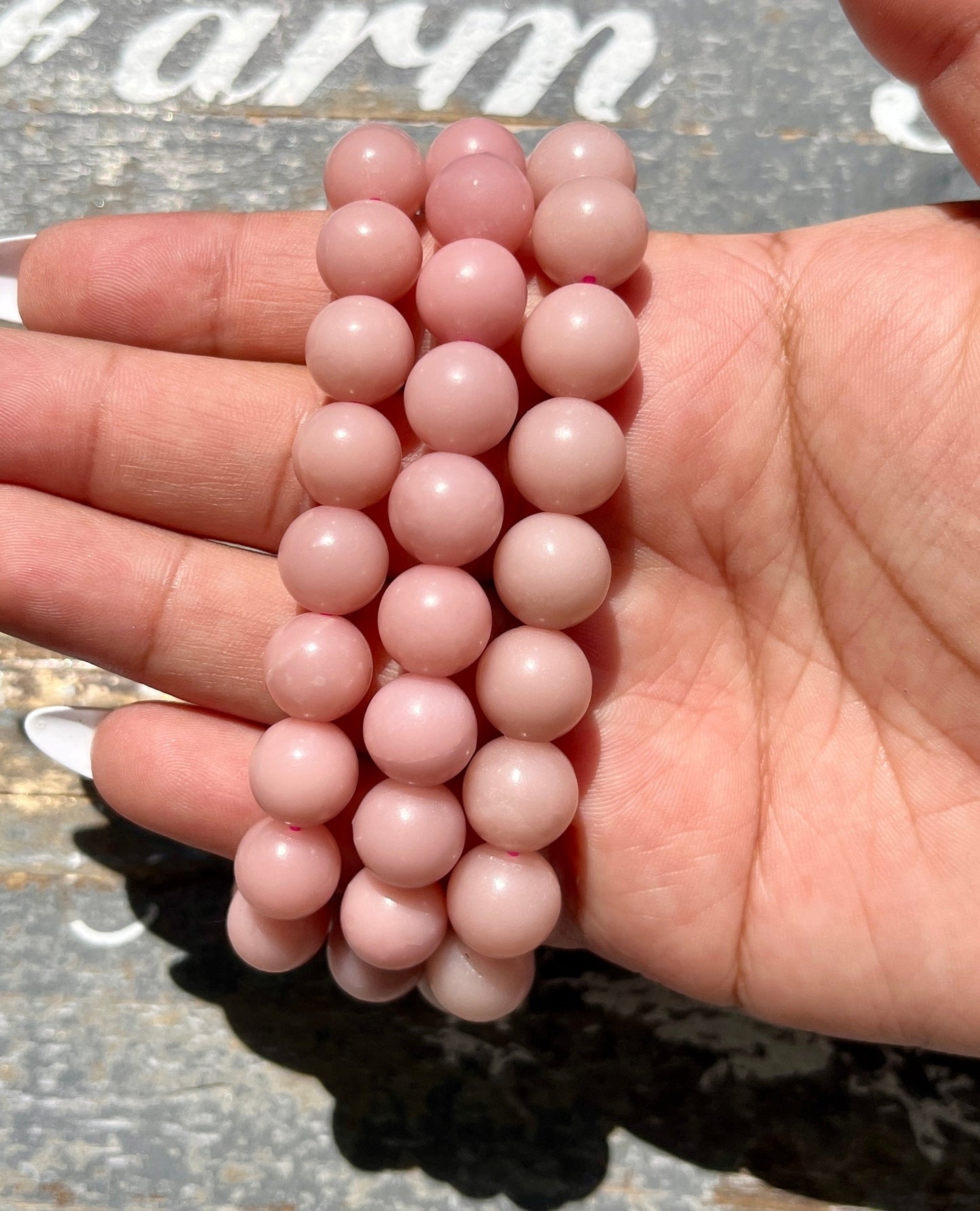 One (1) Gorgeous High Grade Matte Pink Opal Bracelet 10mm