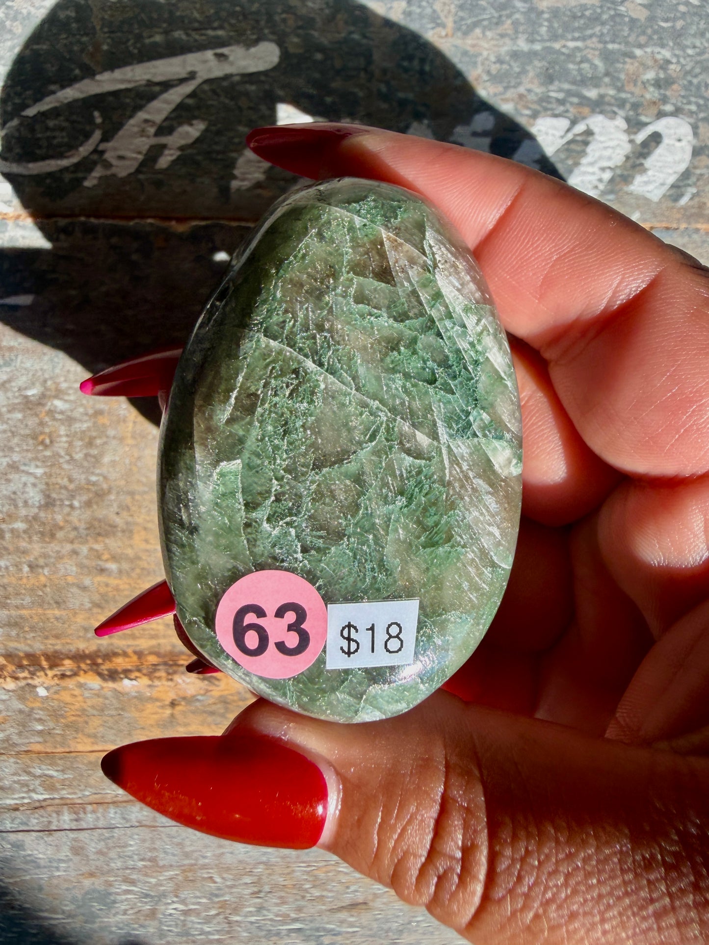 Gorgeous Optical Calcite + Moss Agate Combo Mineral Palm Stone | India | Opt 63