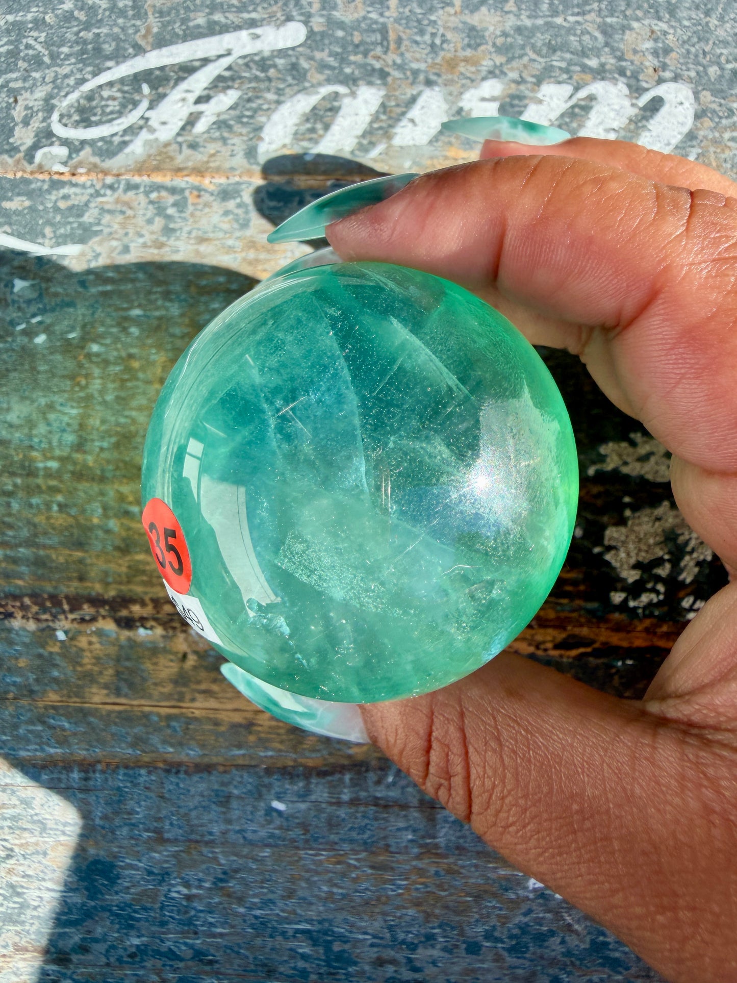 Gorgeous Stormy Water Fluorite Sphere | Opt 35