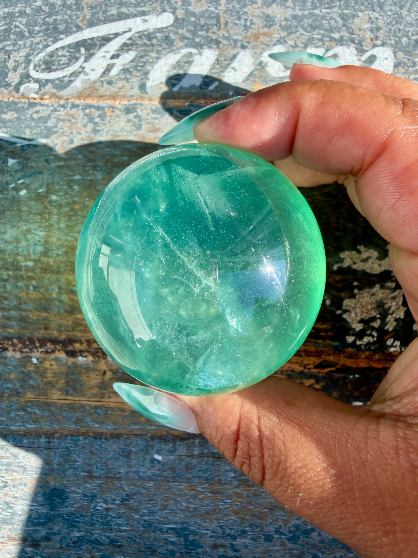 Gorgeous Stormy Water Fluorite Sphere | Opt 35