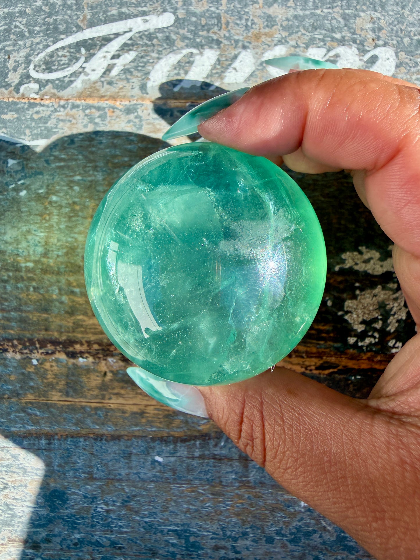 Gorgeous Stormy Water Fluorite Sphere | Opt 35