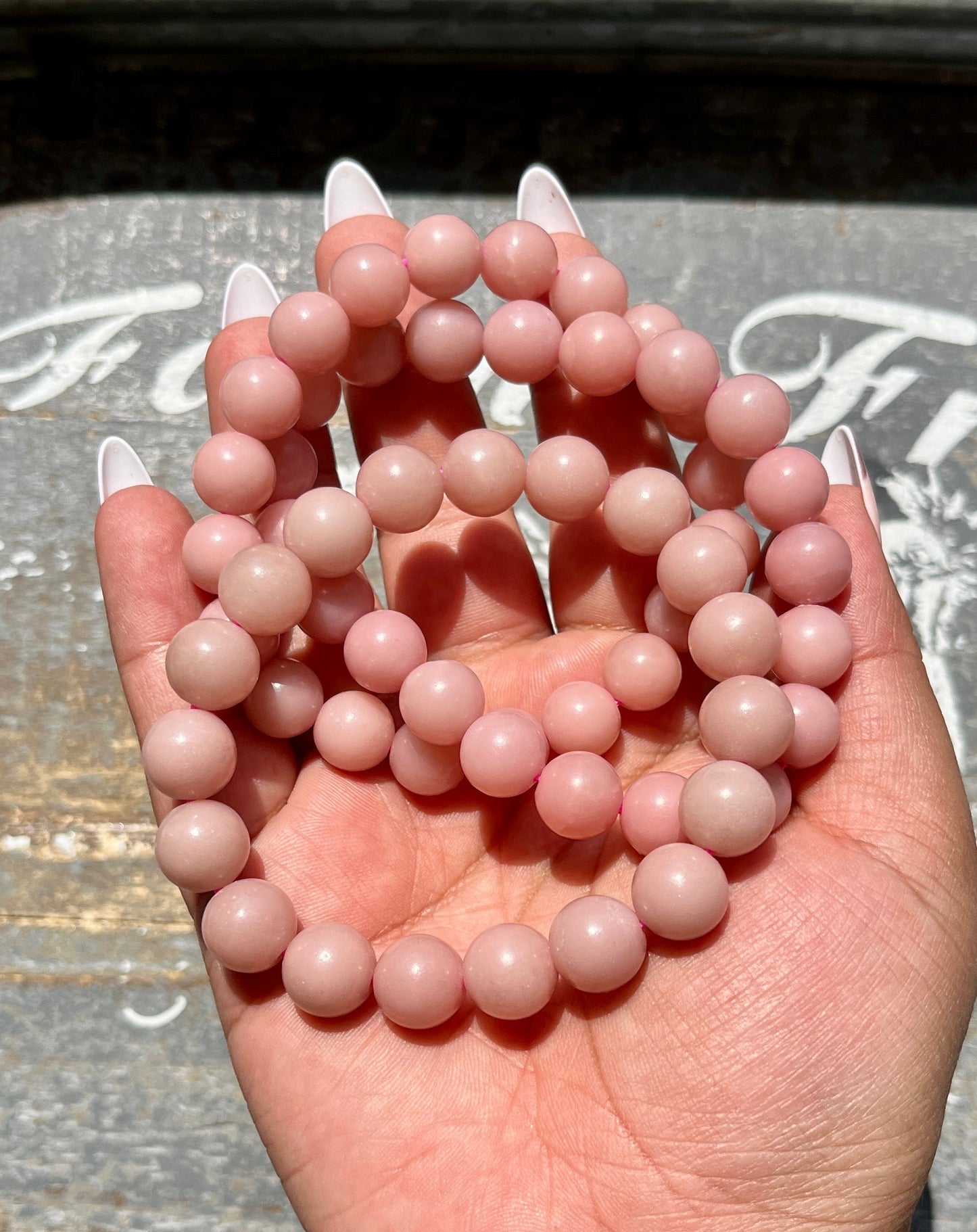 One (1) Gorgeous High Grade Matte Pink Opal Bracelet 10mm