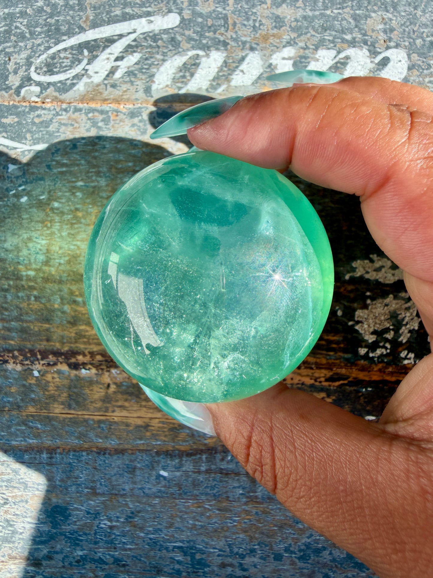 Gorgeous Stormy Water Fluorite Sphere | Opt 35