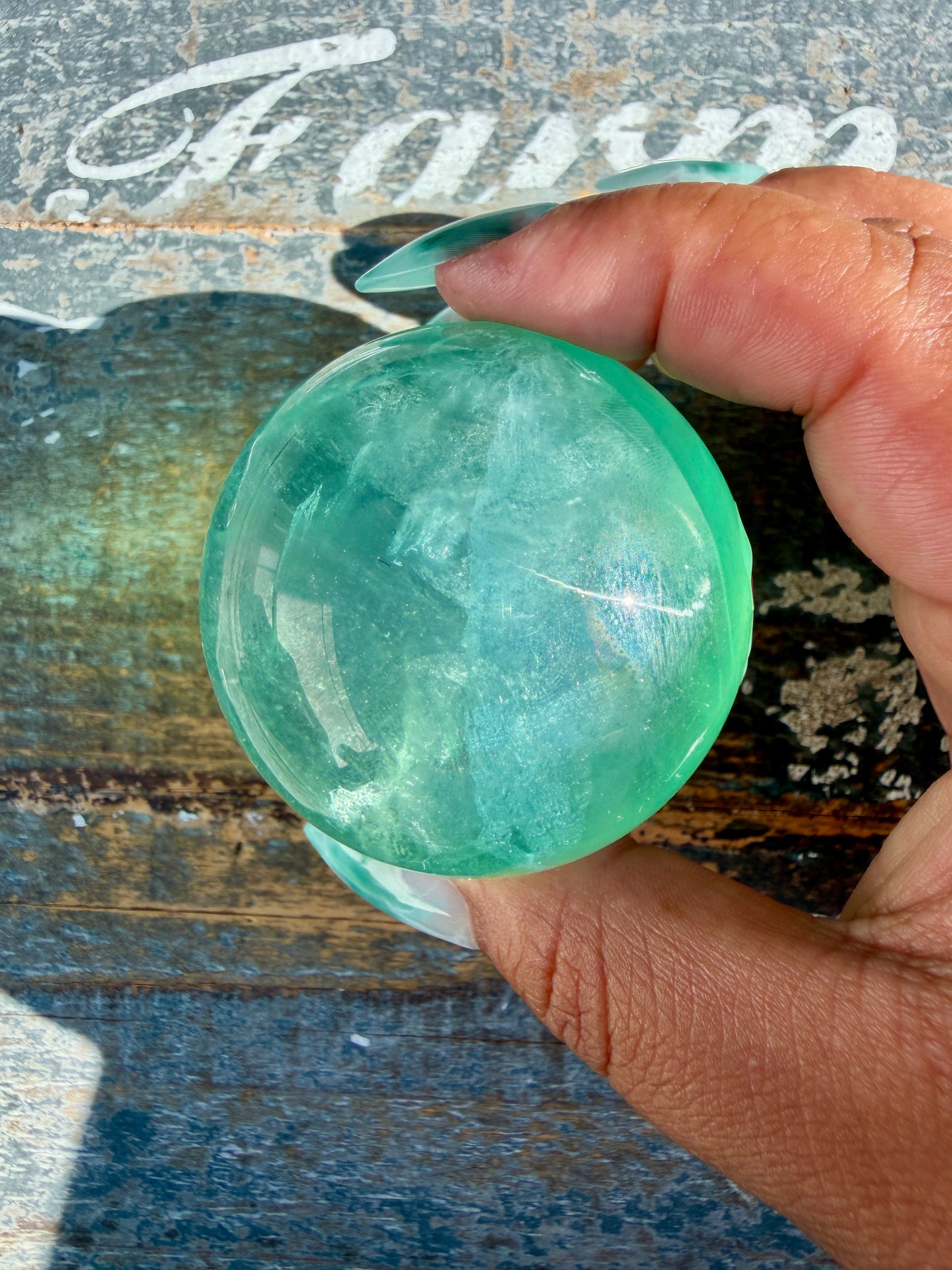 Gorgeous Stormy Water Fluorite Sphere | Opt 35
