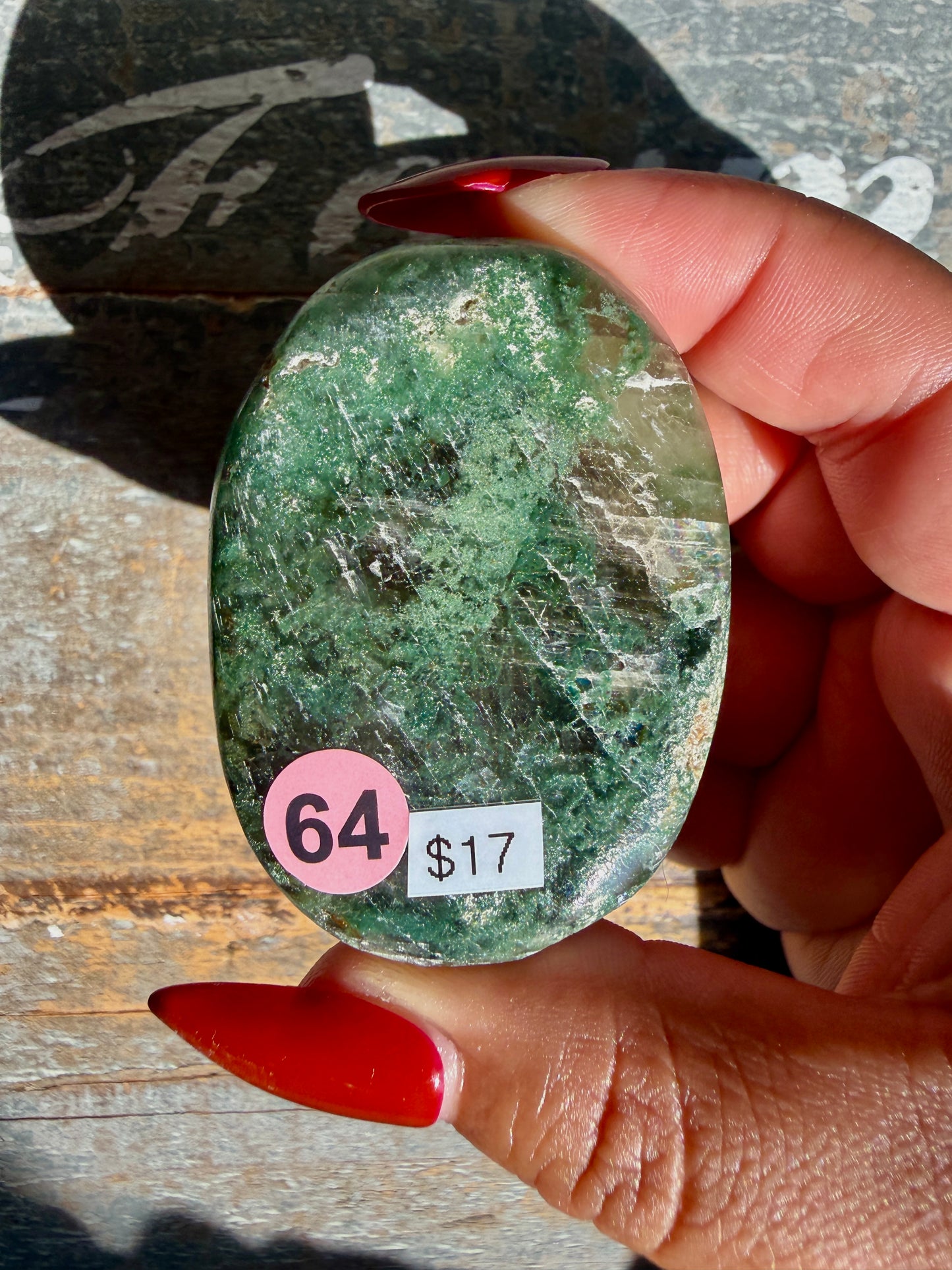 Gorgeous Optical Calcite + Moss Agate Combo Mineral Palm Stone | India | Opt 64