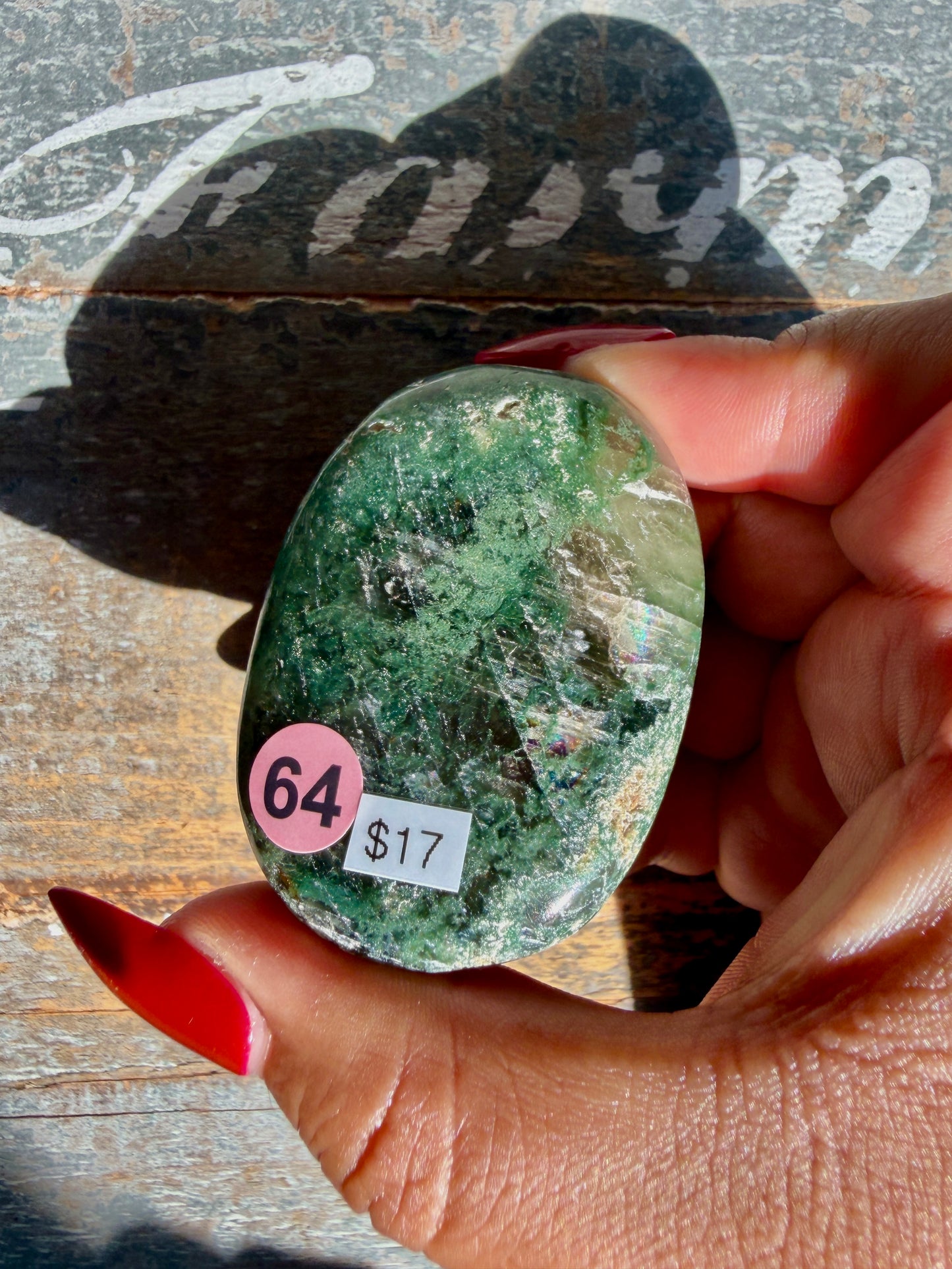 Gorgeous Optical Calcite + Moss Agate Combo Mineral Palm Stone | India | Opt 64
