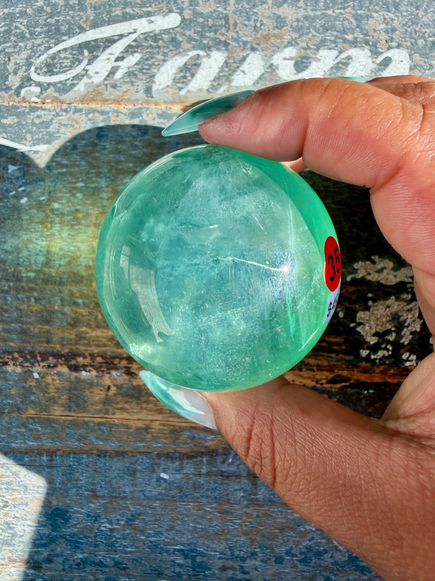 Gorgeous Stormy Water Fluorite Sphere | Opt 35