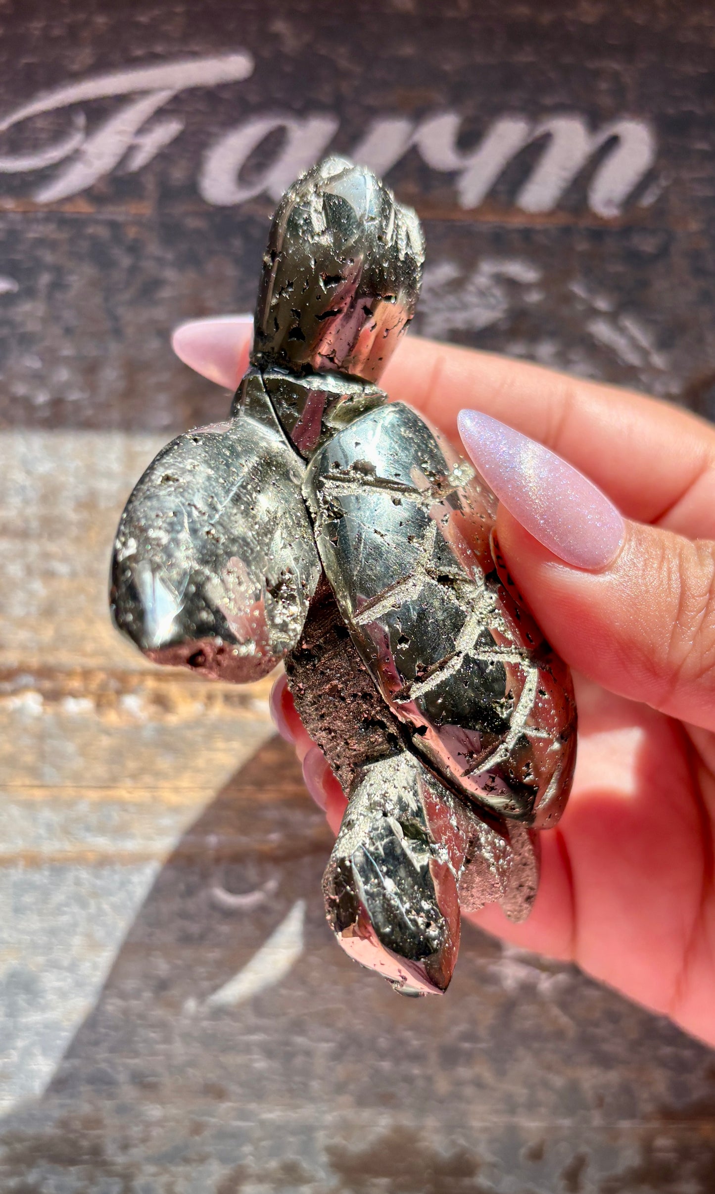 Gorgeous Pyrite Sea Turtle, Hand Carved In Peru