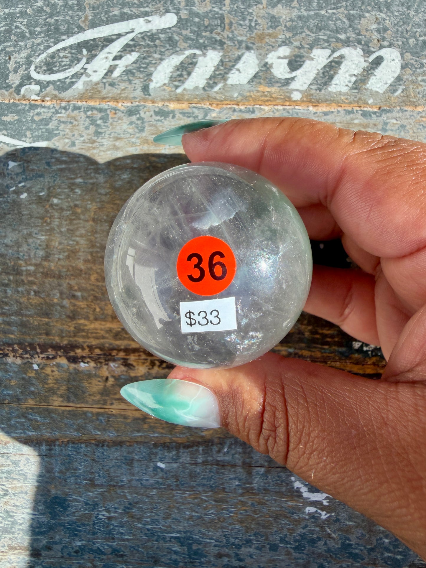 Gorgeous Stormy Water Fluorite Sphere | Opt 36