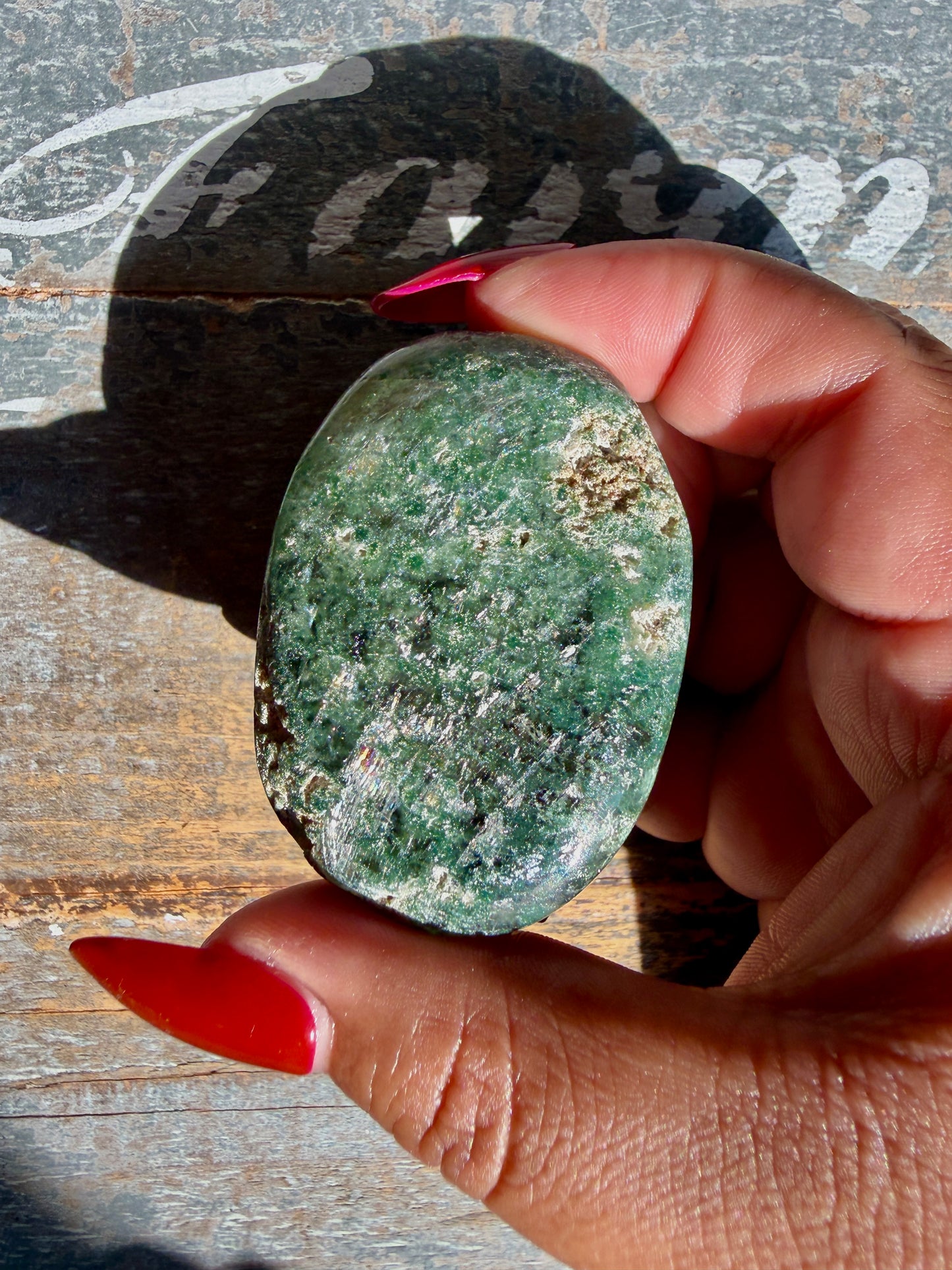 Gorgeous Optical Calcite + Moss Agate Combo Mineral Palm Stone | India | Opt 64