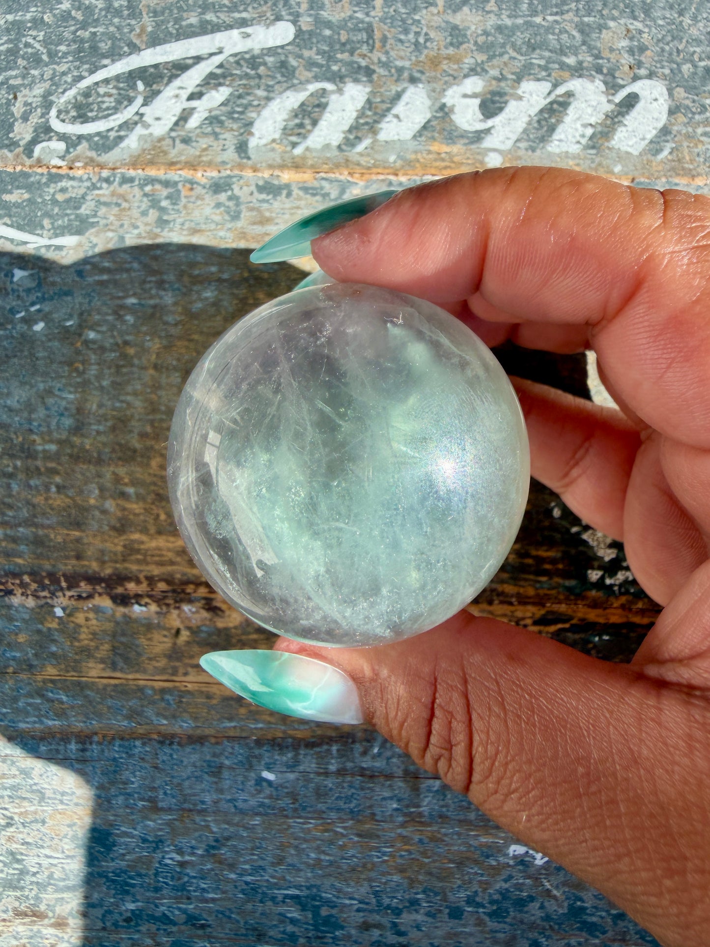 Gorgeous Stormy Water Fluorite Sphere | Opt 36
