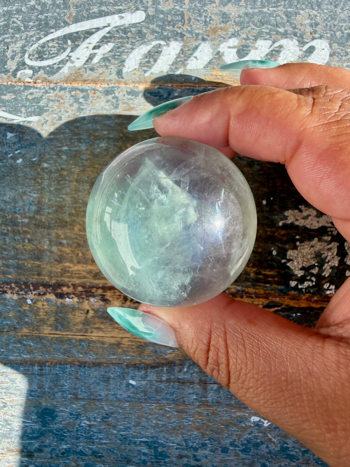 Gorgeous Stormy Water Fluorite Sphere | Opt 36