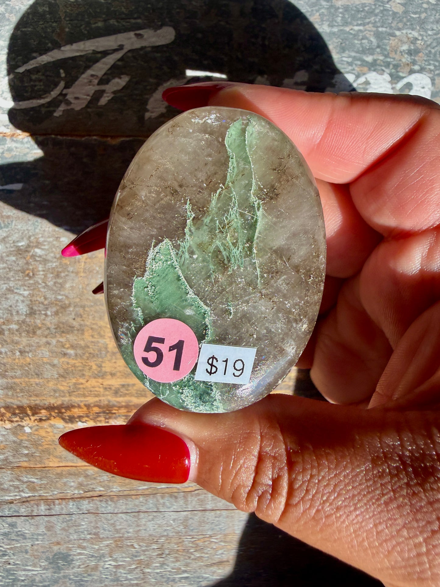 Gorgeous Optical Calcite + Moss Agate Combo Mineral Palm Stone | India | Opt 51