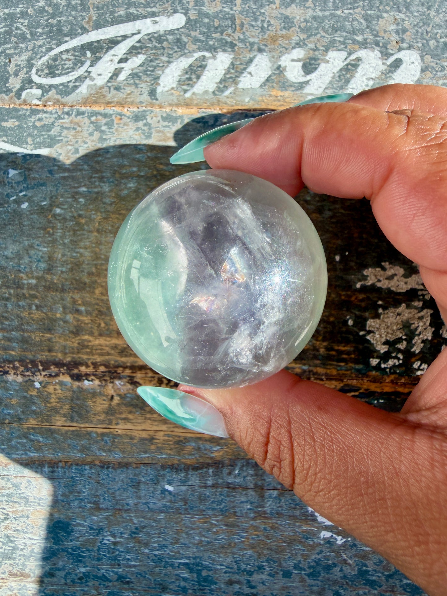 Gorgeous Stormy Water Fluorite Sphere | Opt 36