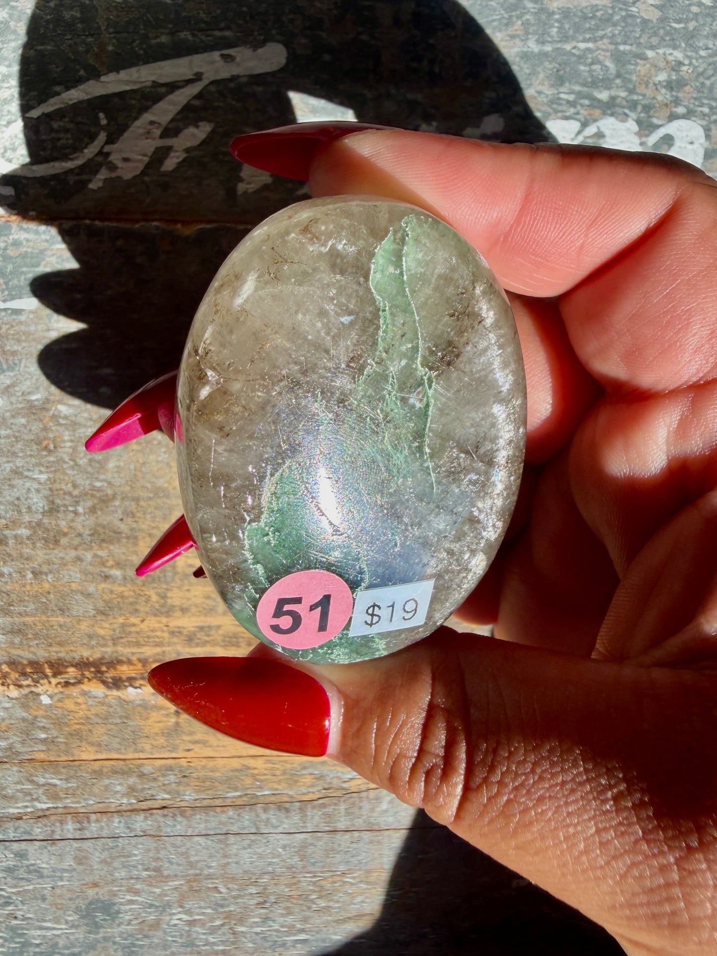 Gorgeous Optical Calcite + Moss Agate Combo Mineral Palm Stone | India | Opt 51