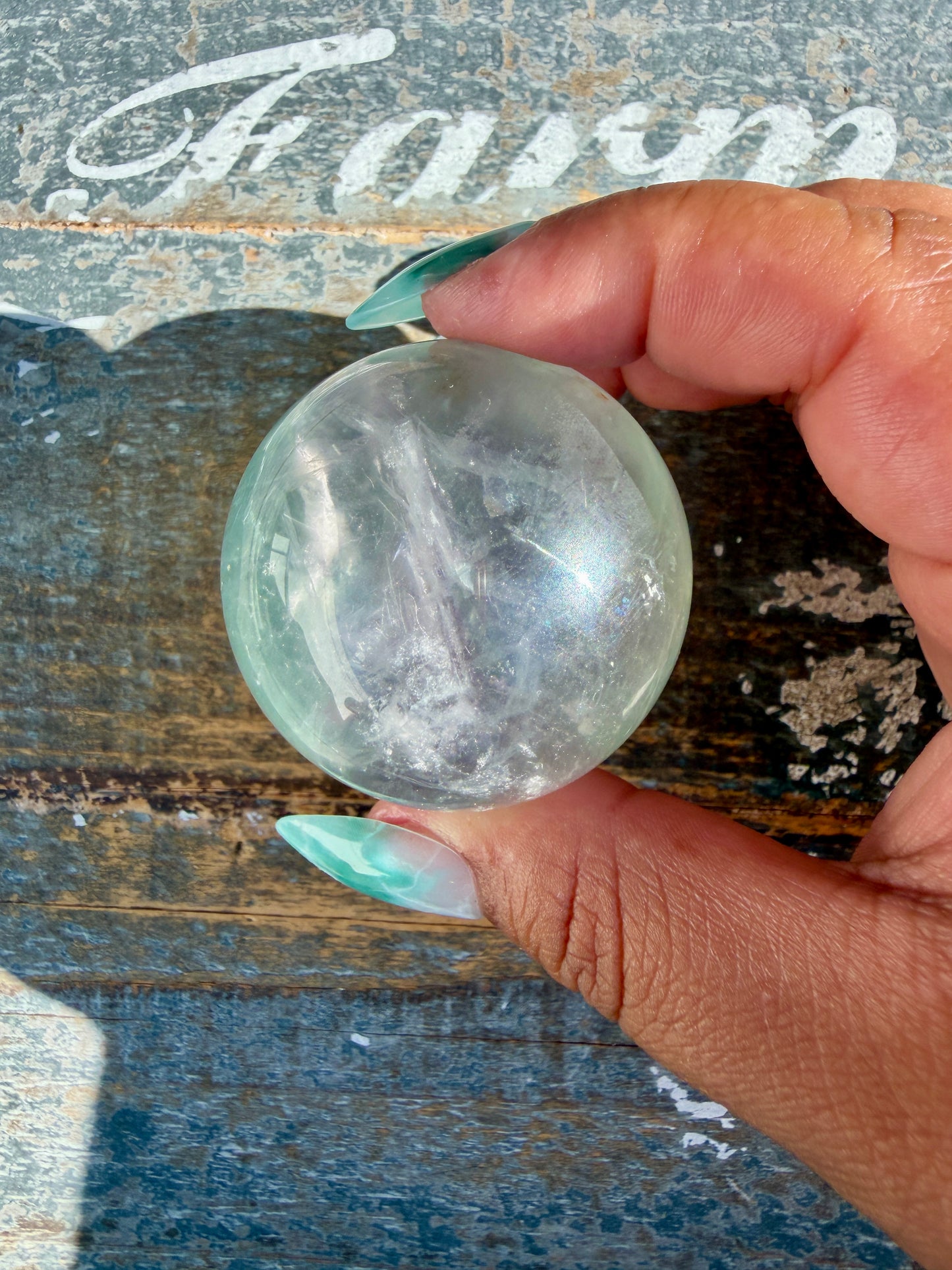Gorgeous Stormy Water Fluorite Sphere | Opt 36