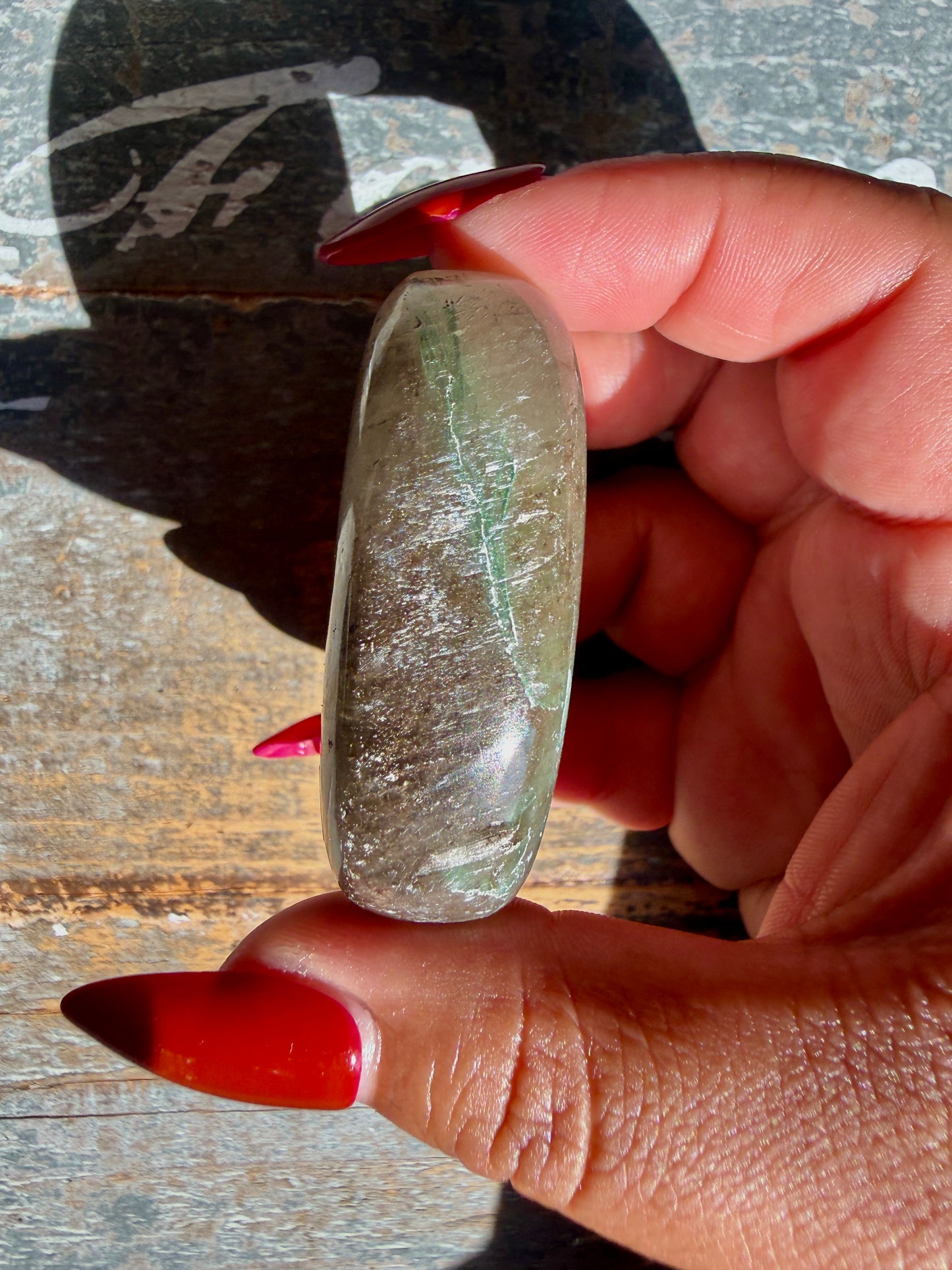 Gorgeous Optical Calcite + Moss Agate Combo Mineral Palm Stone | India | Opt 51