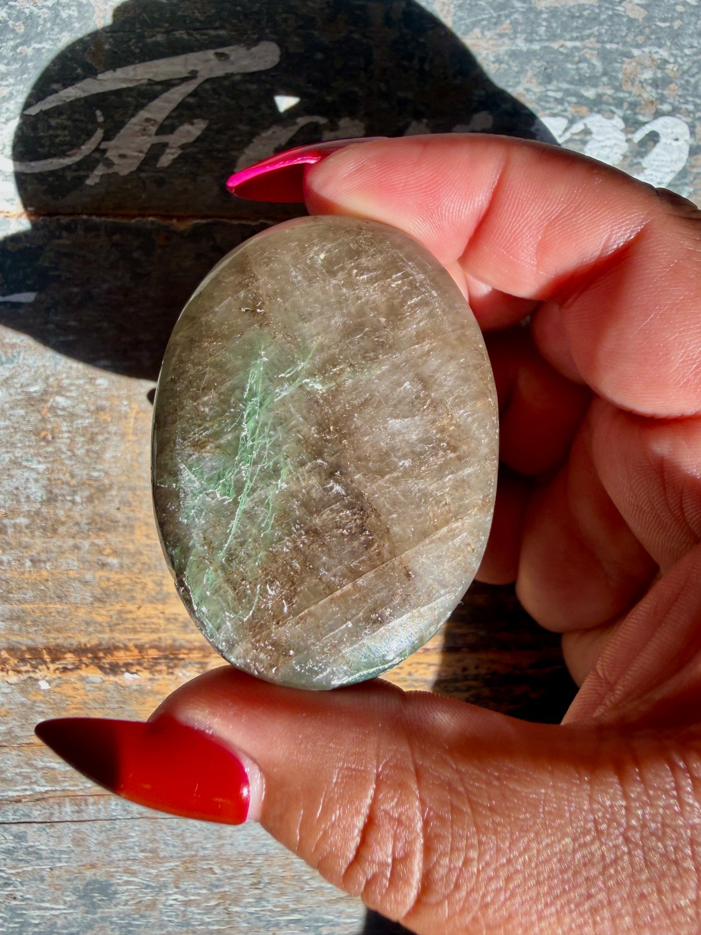Gorgeous Optical Calcite + Moss Agate Combo Mineral Palm Stone | India | Opt 51