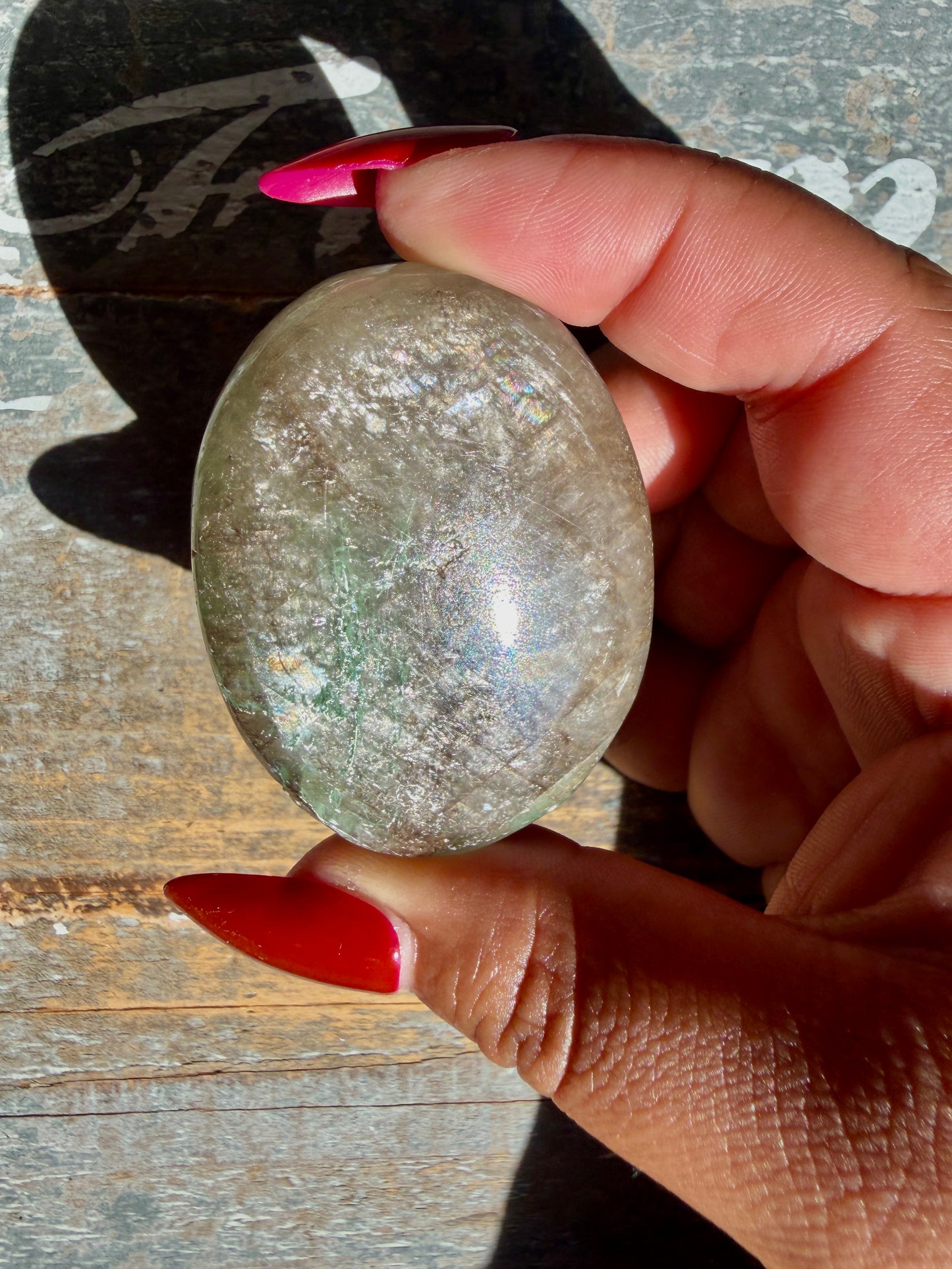 Gorgeous Optical Calcite + Moss Agate Combo Mineral Palm Stone | India | Opt 51