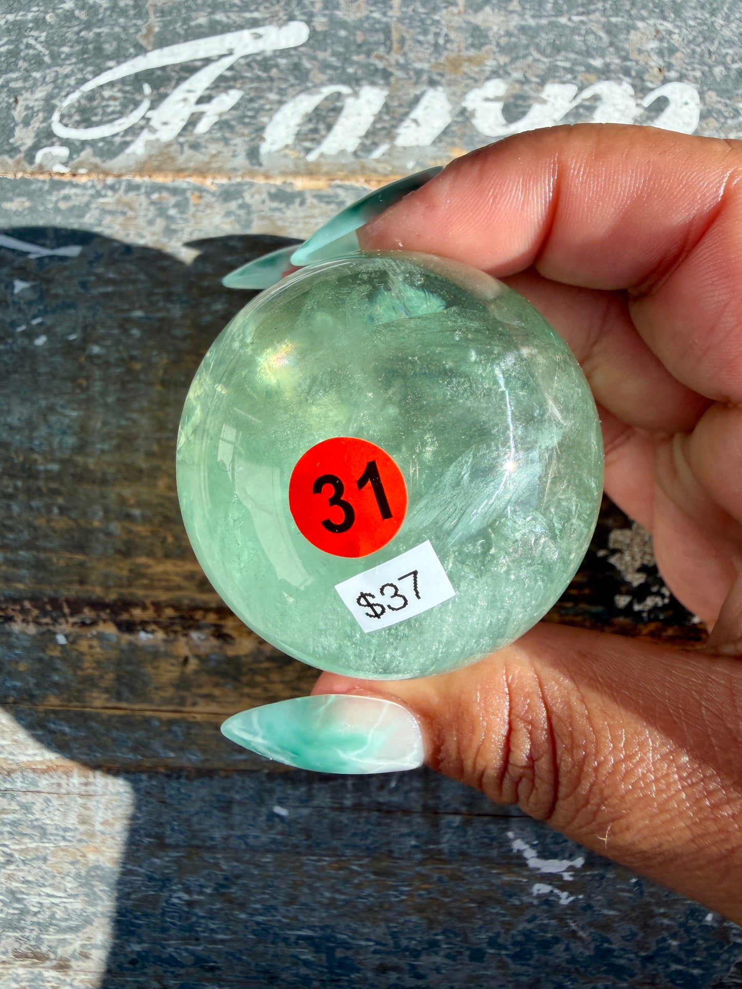 Gorgeous Stormy Water Fluorite Sphere | Opt 31