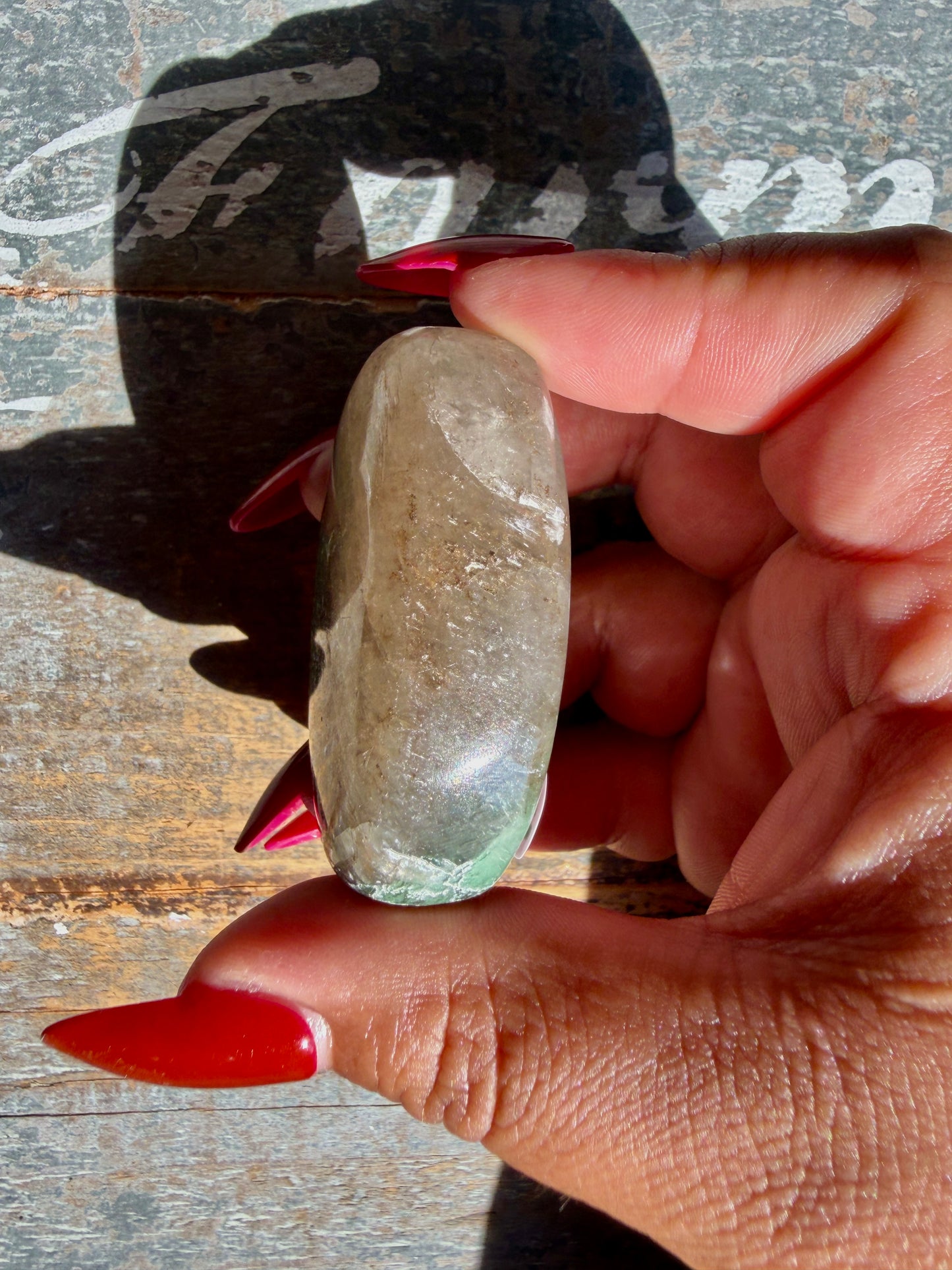 Gorgeous Optical Calcite + Moss Agate Combo Mineral Palm Stone | India | Opt 51