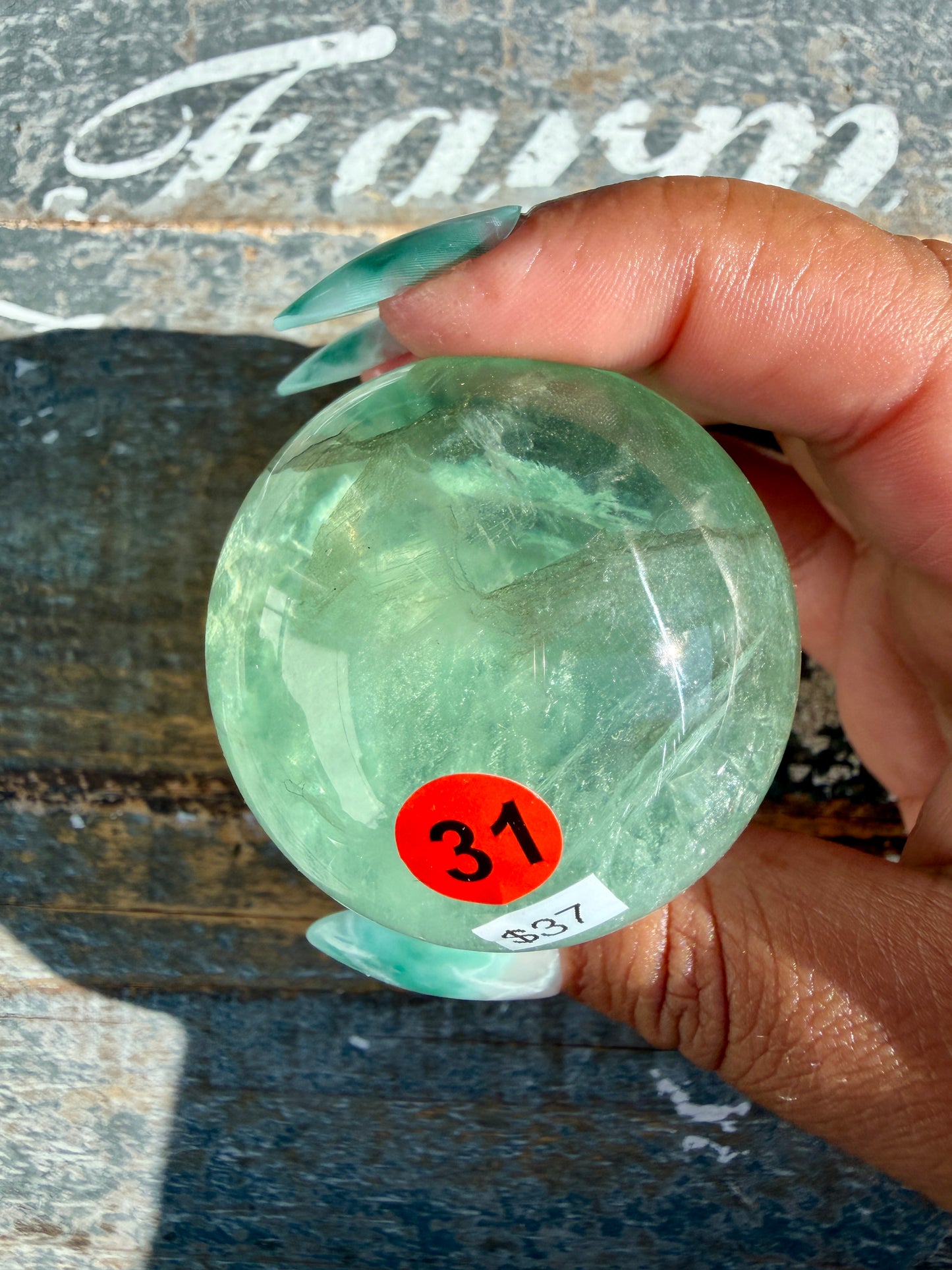 Gorgeous Stormy Water Fluorite Sphere | Opt 31