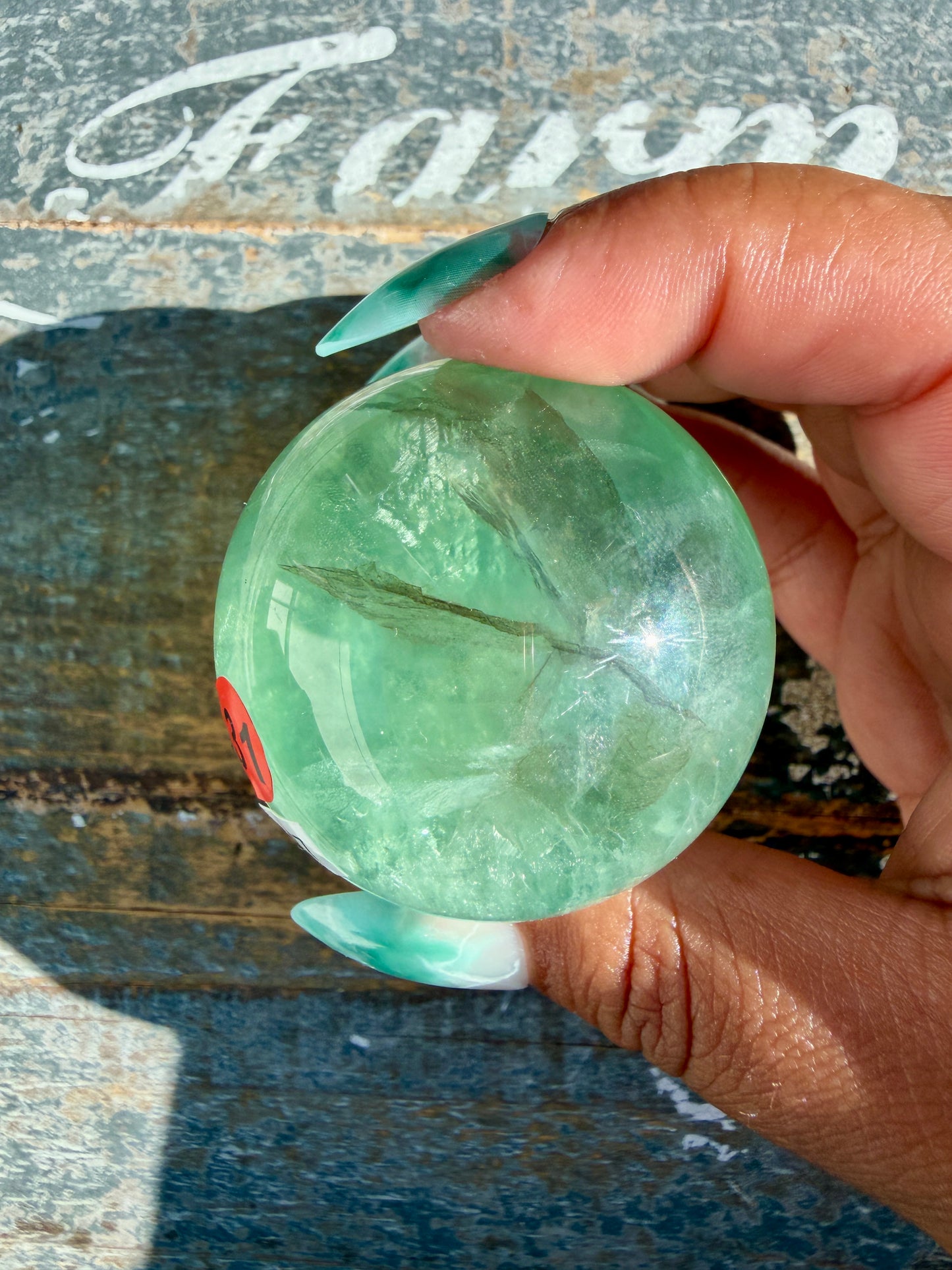 Gorgeous Stormy Water Fluorite Sphere | Opt 31
