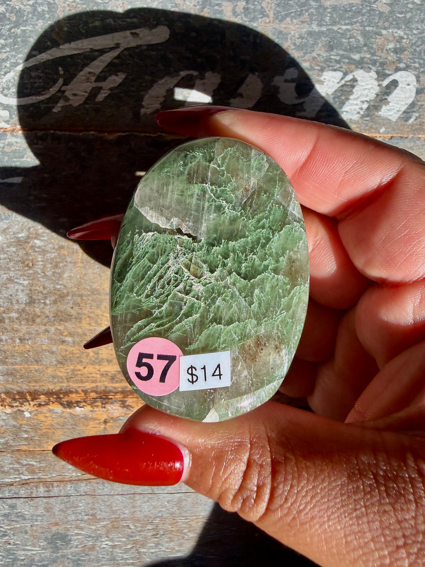 Gorgeous Optical Calcite + Moss Agate Combo Mineral Palm Stone | India | Opt 57