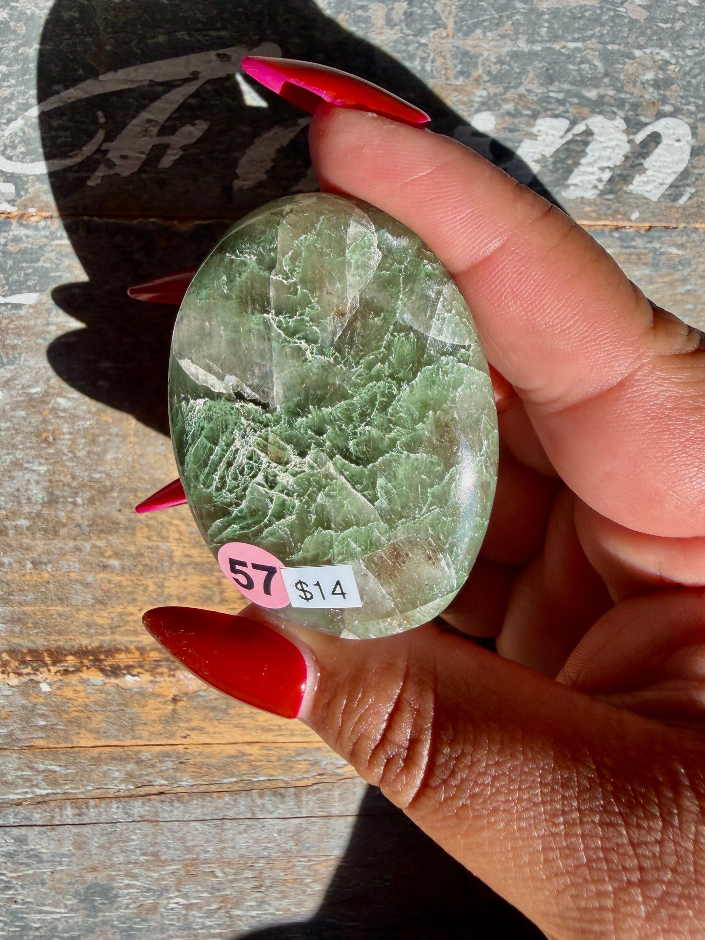 Gorgeous Optical Calcite + Moss Agate Combo Mineral Palm Stone | India | Opt 57
