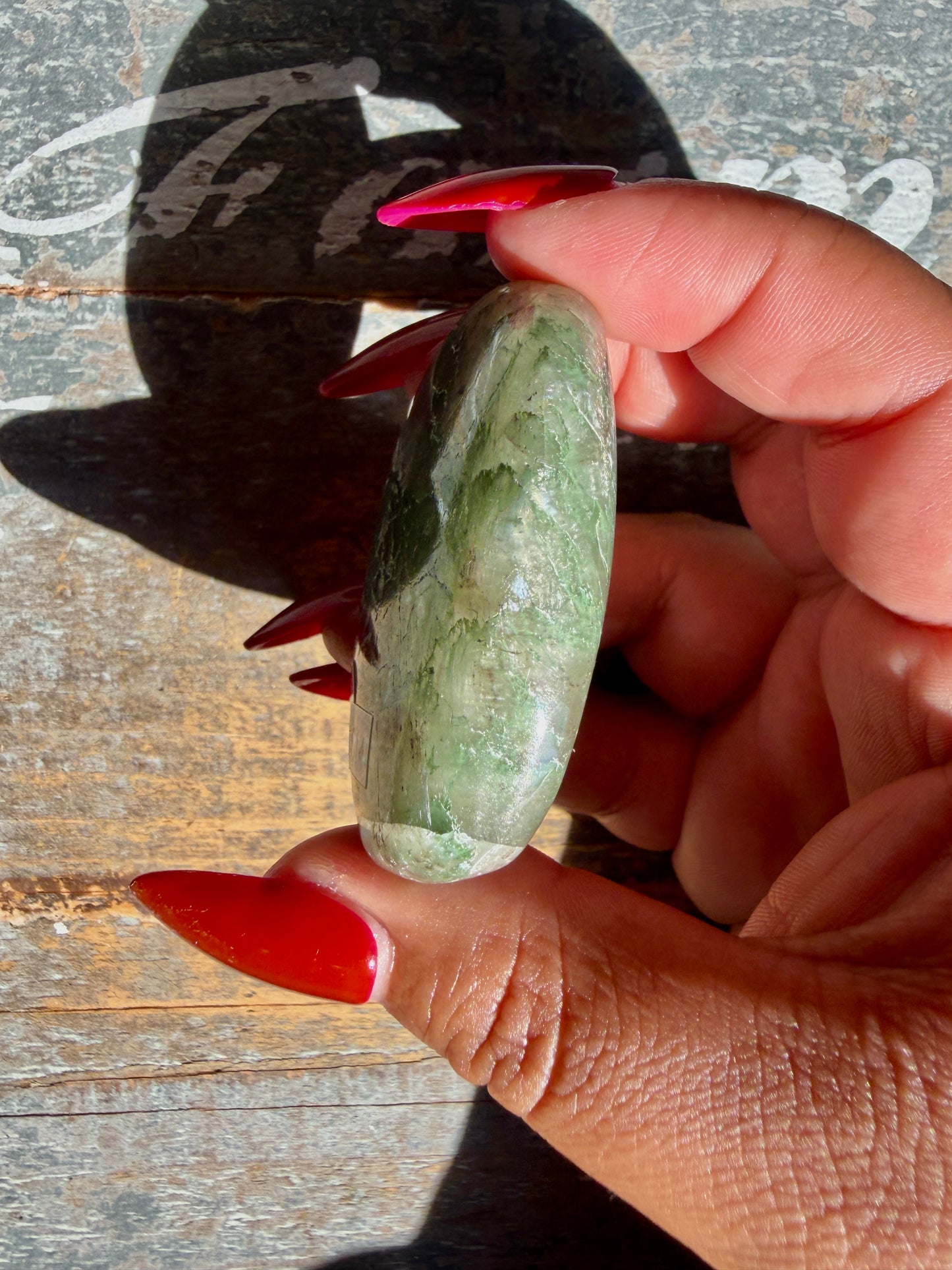 Gorgeous Optical Calcite + Moss Agate Combo Mineral Palm Stone | India | Opt 57