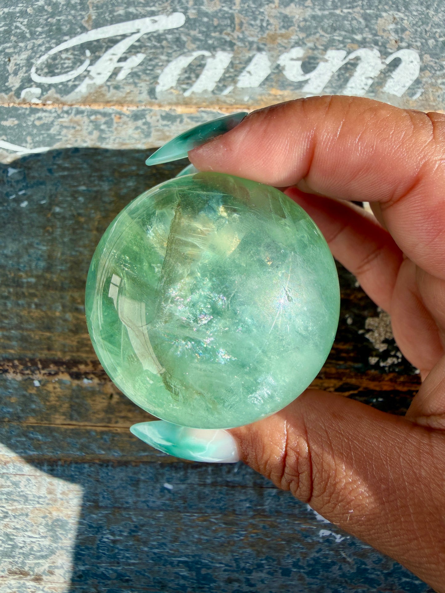 Gorgeous Stormy Water Fluorite Sphere | Opt 31
